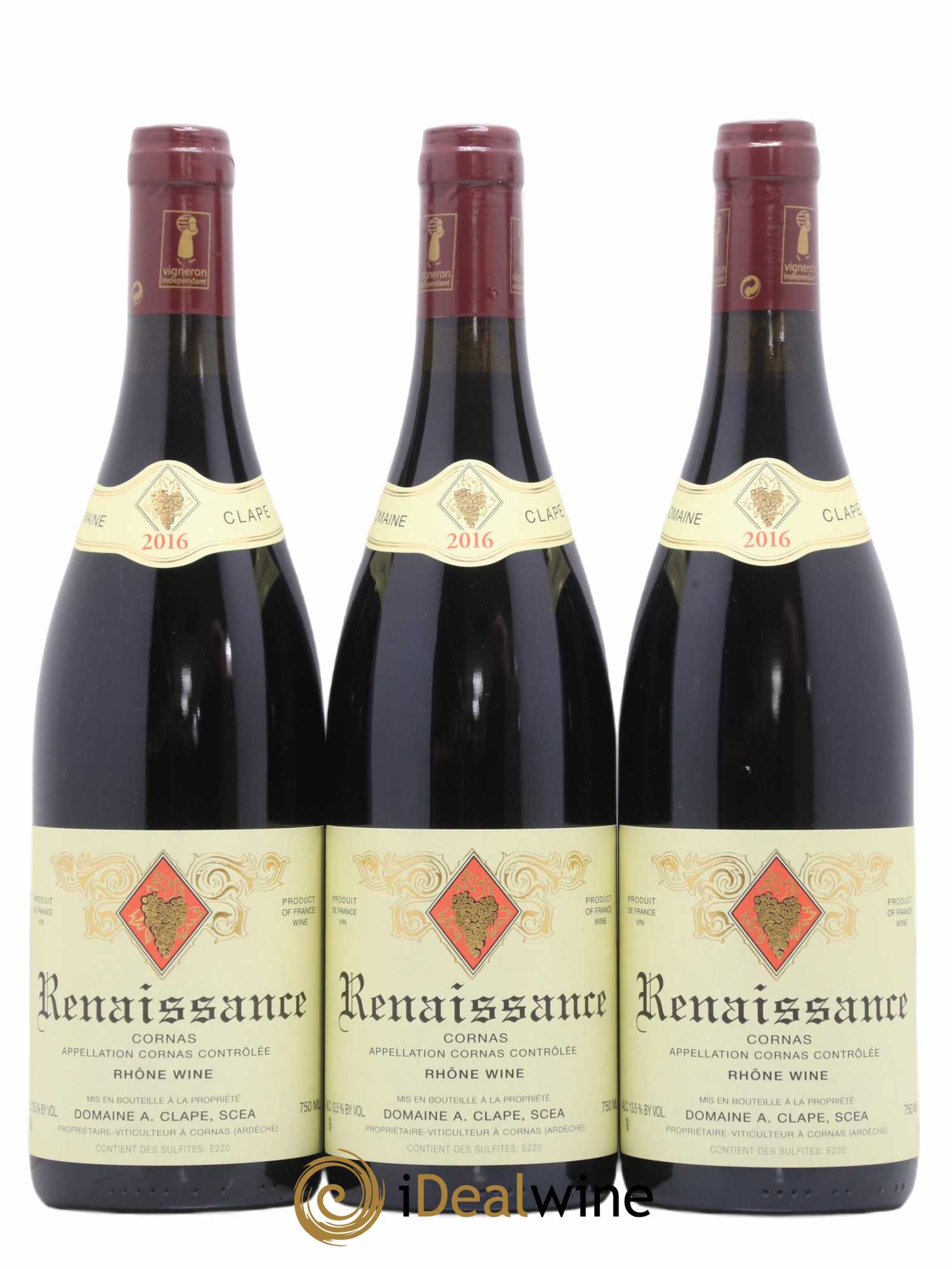 Cornas Renaissance Auguste Clape 2016 - Lot of 3 bottles - 0