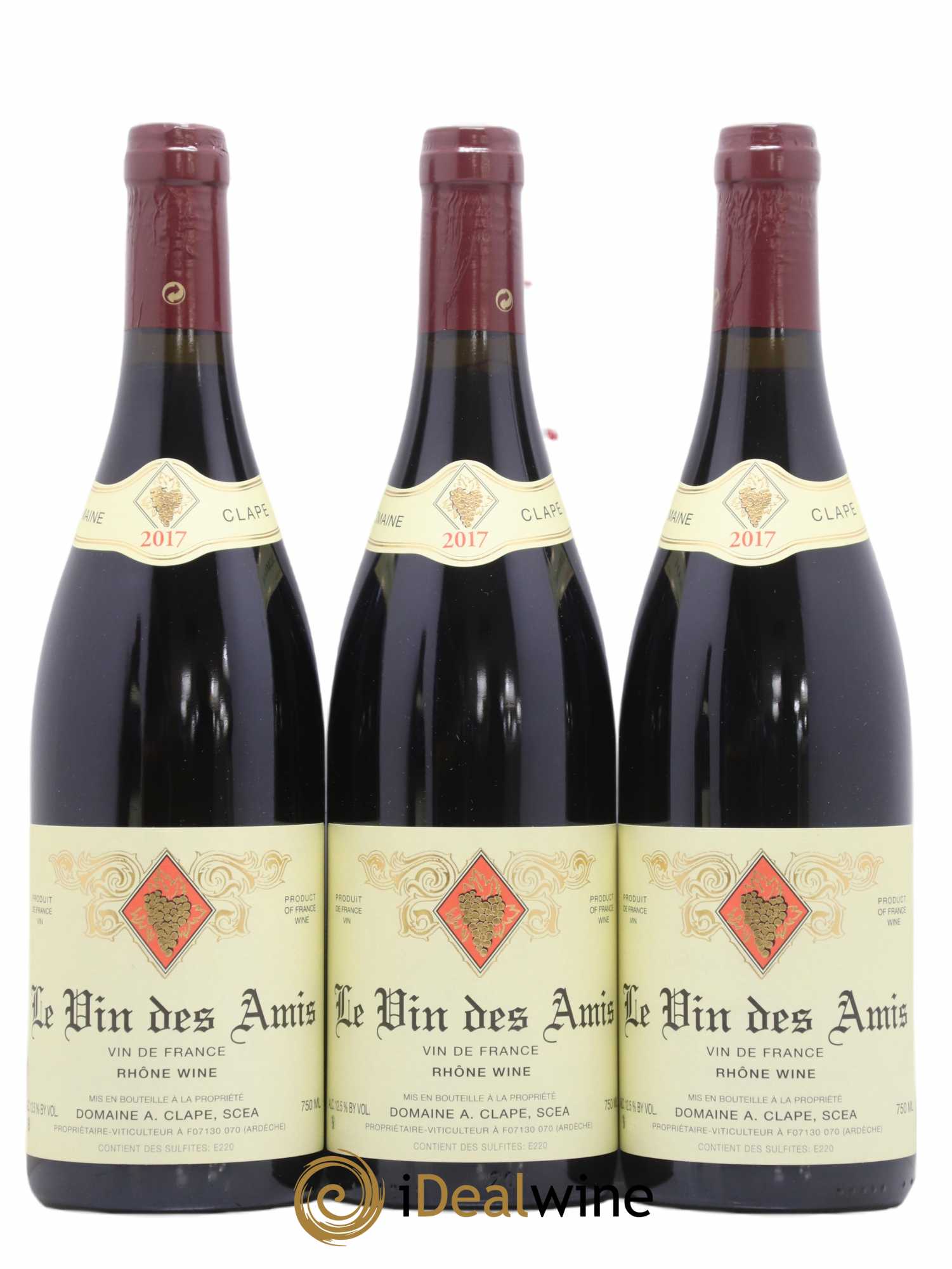 Vin de France Le Vin des Amis Auguste Clape 2017 - Lot de 3 bouteilles - 0