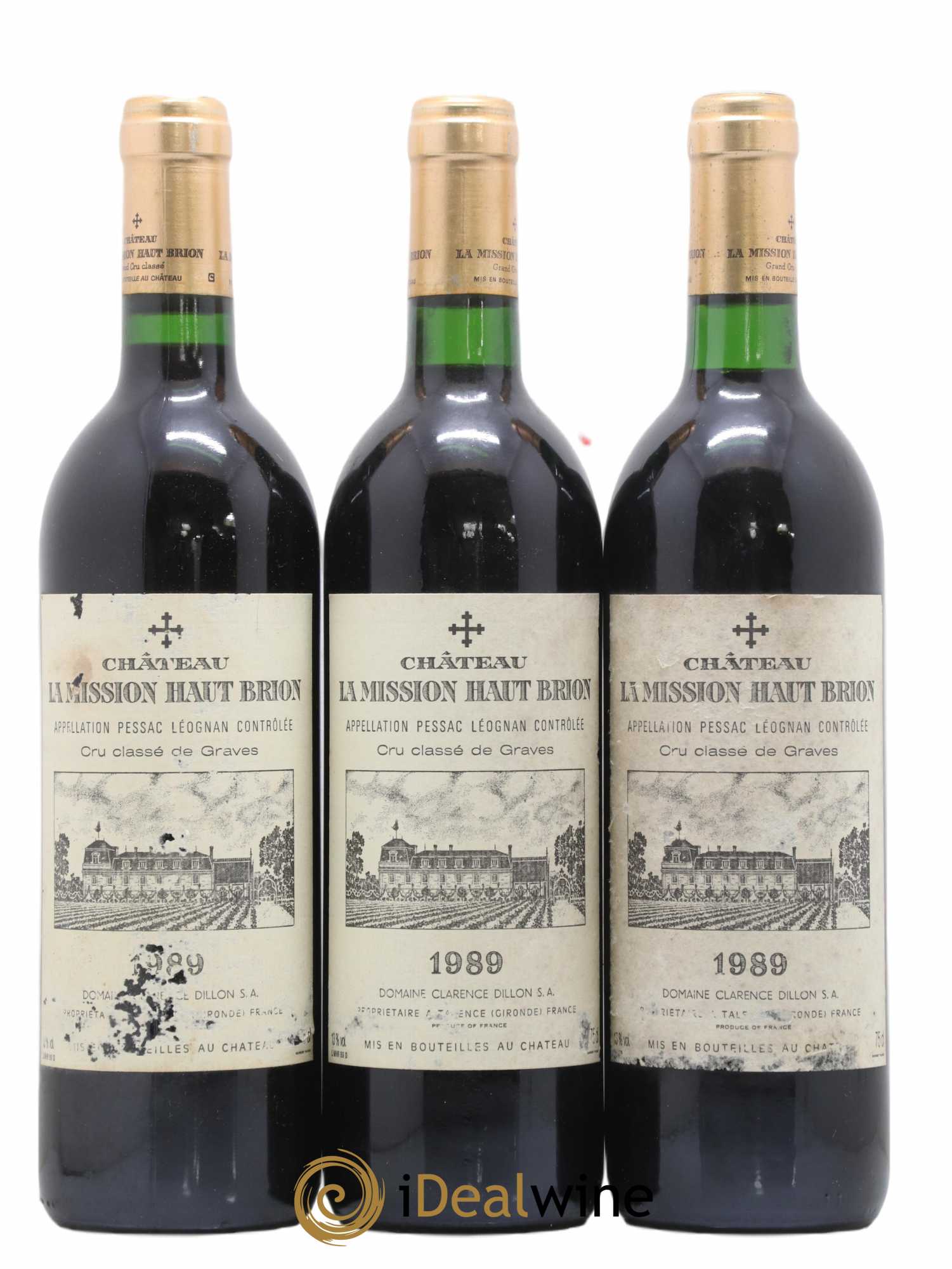 Château la Mission Haut-Brion Cru Classé de Graves 1989 - Lot de 3 bouteilles - 0