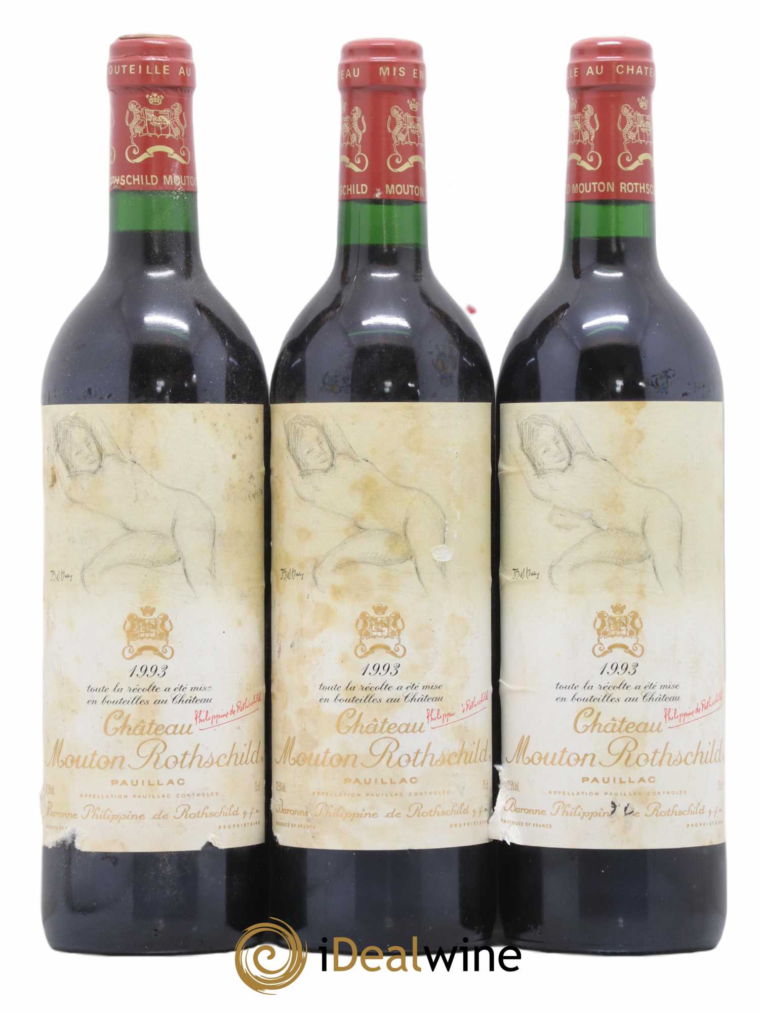 Château Mouton Rothschild 1er Grand Cru Classé 1993 - Lot of 3 bottles - 0