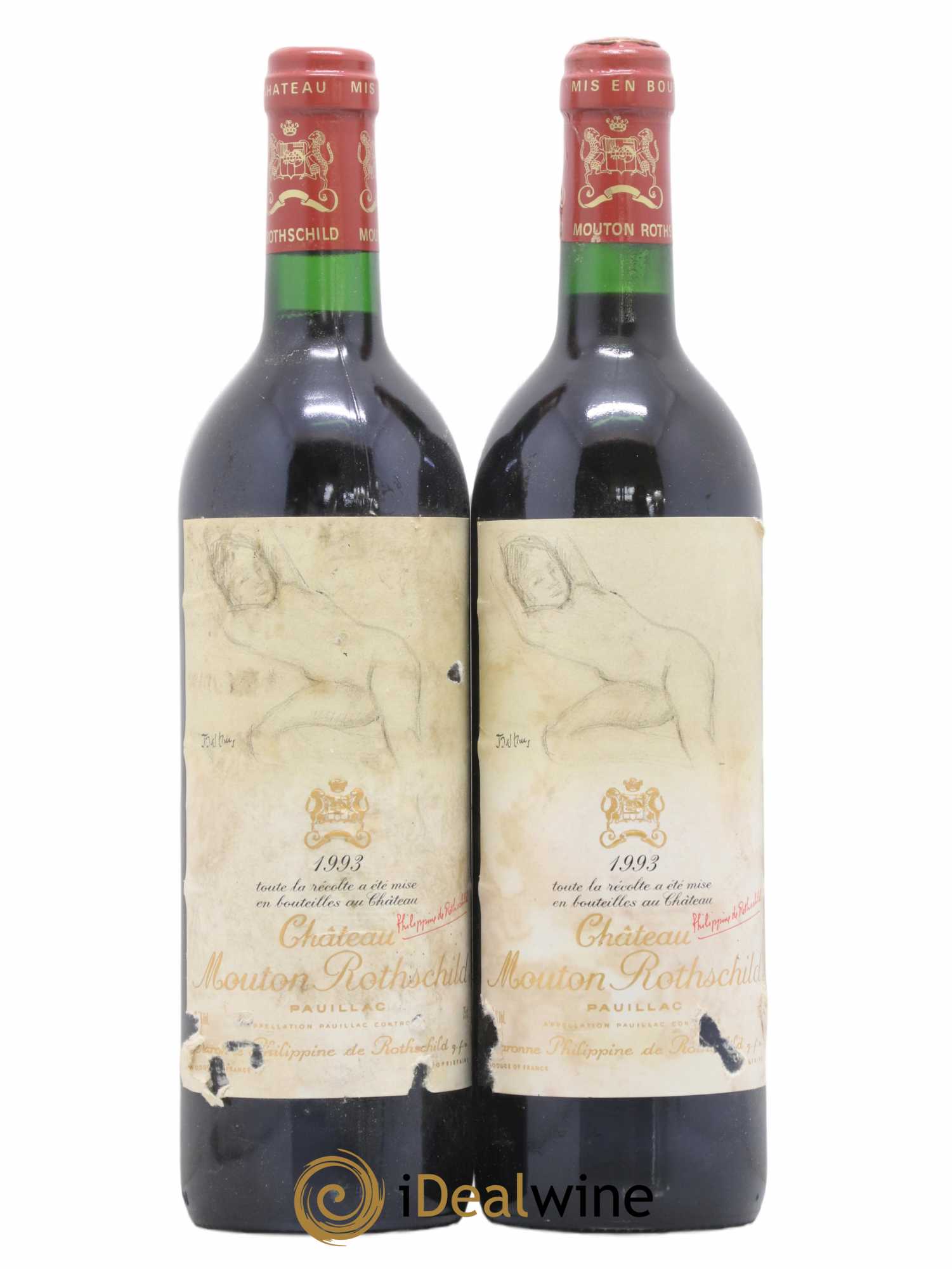 Château Mouton Rothschild 1er Grand Cru Classé 1993 - Lot de 2 bouteilles - 0