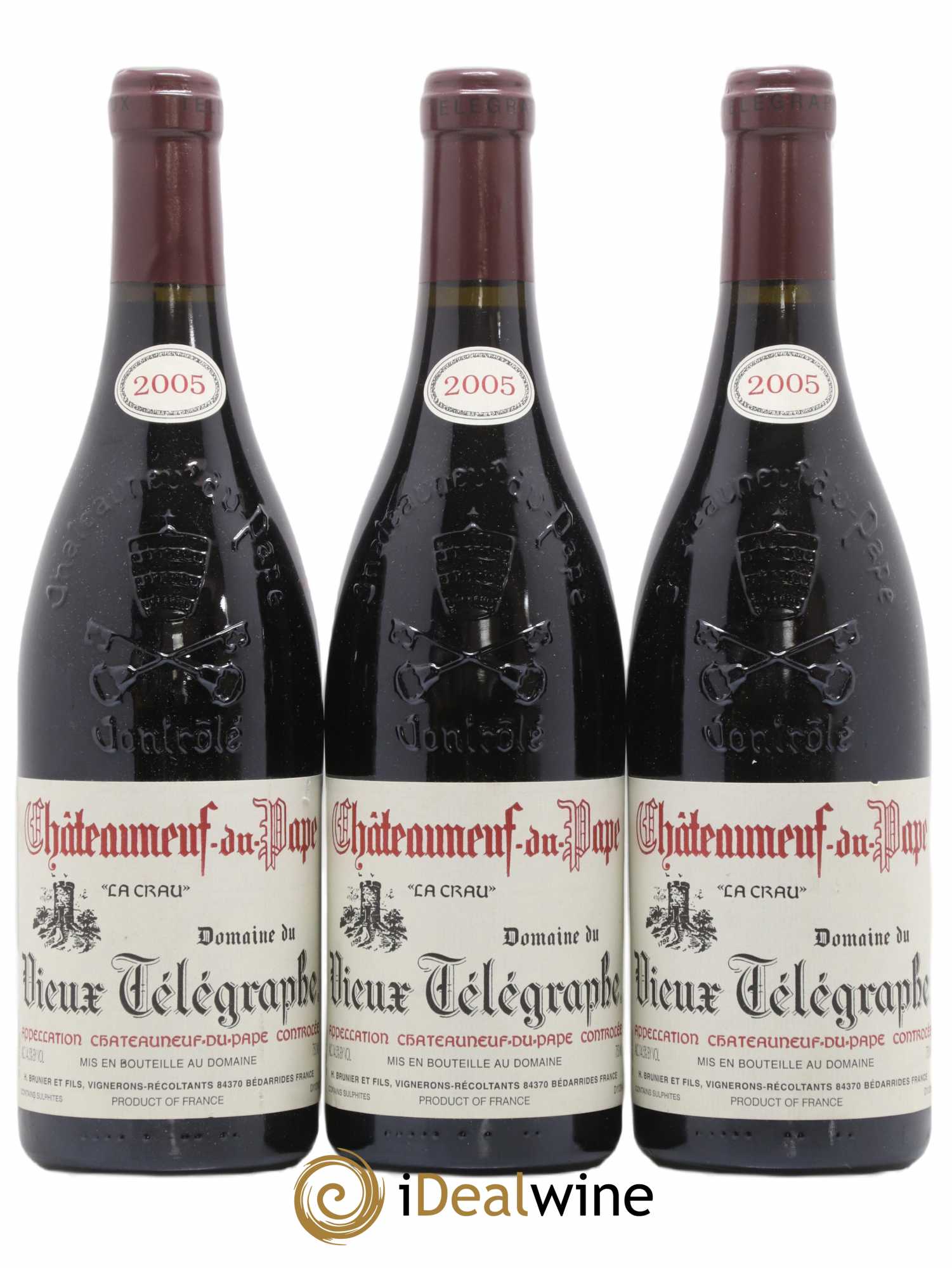 Châteauneuf-du-Pape Vieux Télégraphe (Domaine du) Vignobles Brunier 2005 - Lot de 3 bouteilles - 0