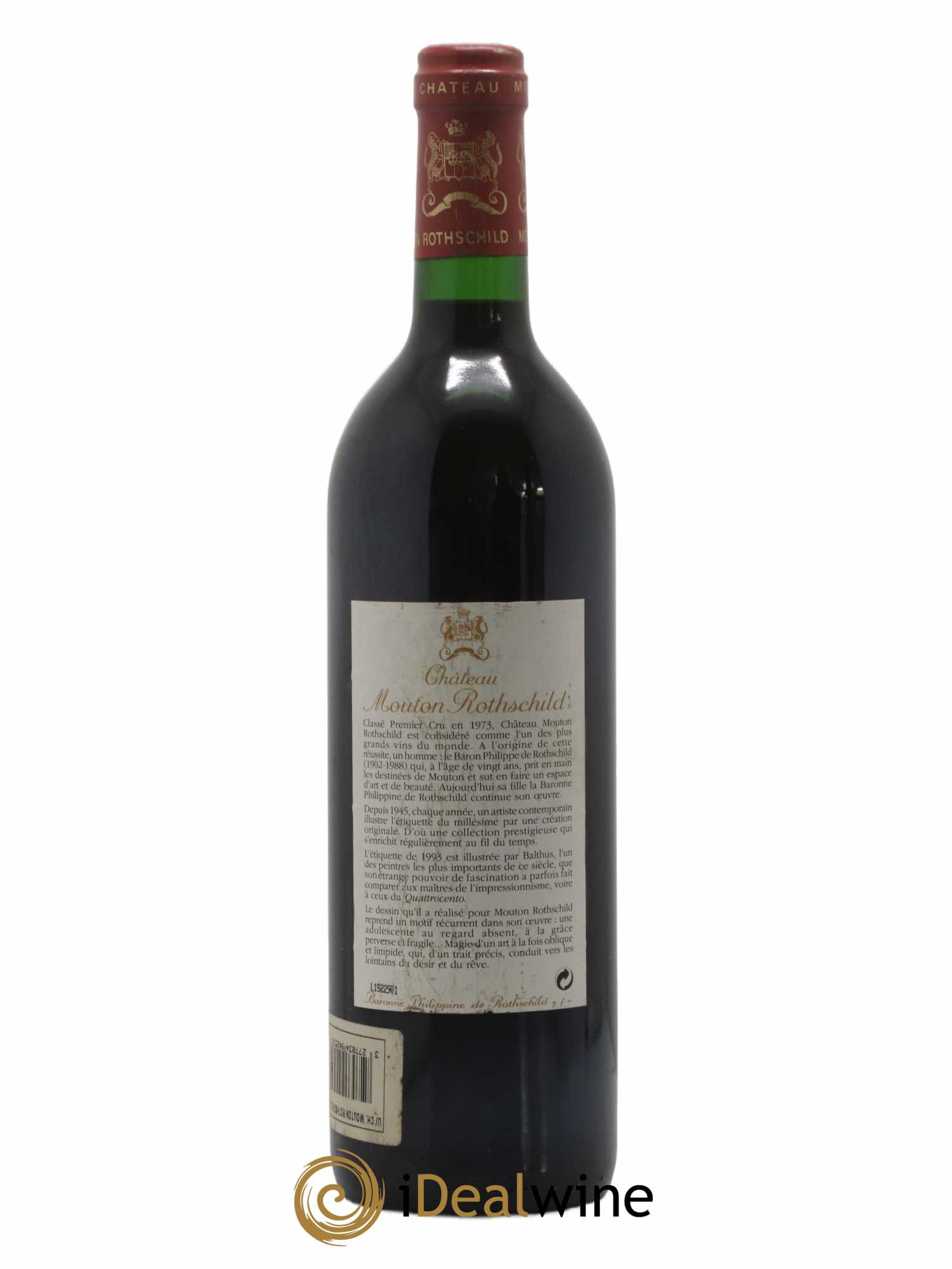 Château Mouton Rothschild 1er Grand Cru Classé 1993 - Lot de 1 bouteille - 1