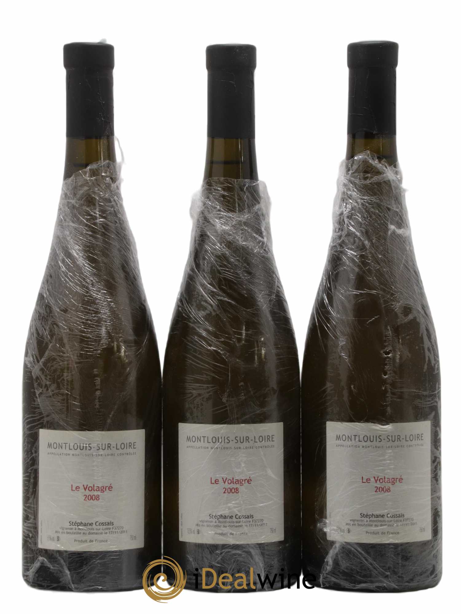 Montlouis-sur-Loire Le Volagré Stéphane Cossais 2008 - Lot de 3 bouteilles - 0