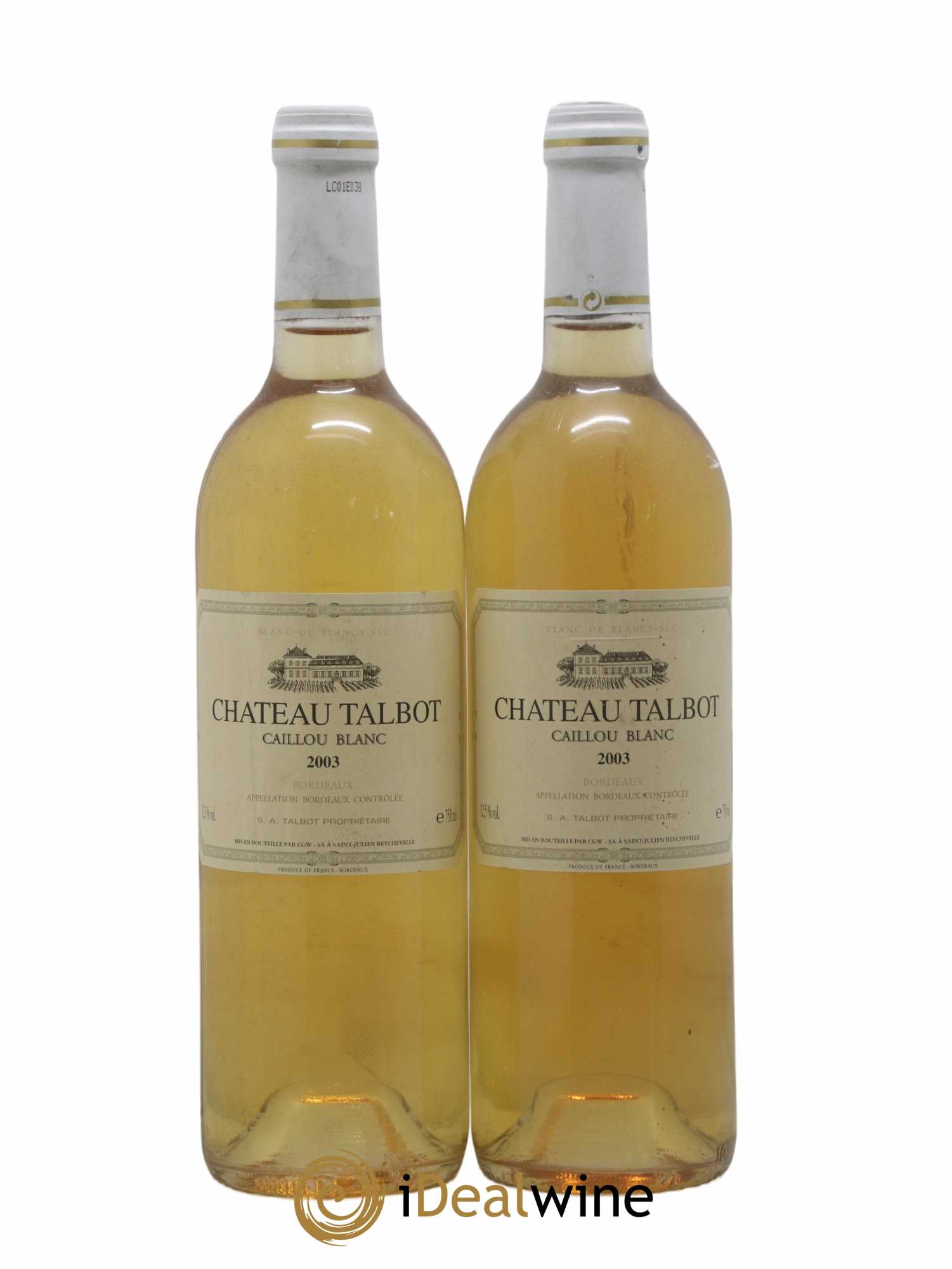 Château Talbot Caillou Blanc (no reserve) 2003 - Lot of 2 bottles - 0