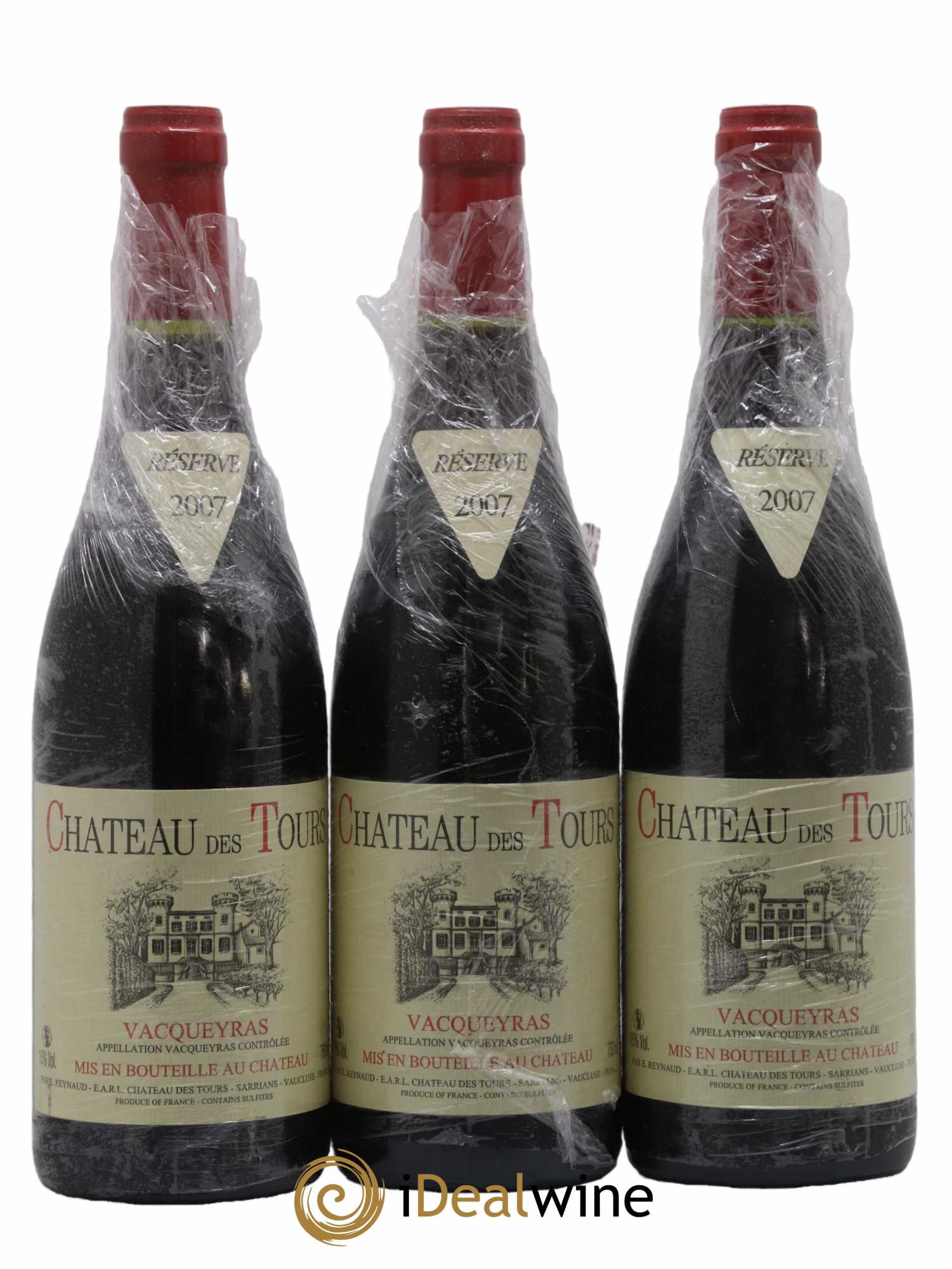 Vacqueyras Château des Tours Emmanuel Reynaud 2007 - Lot de 3 bouteilles - 0