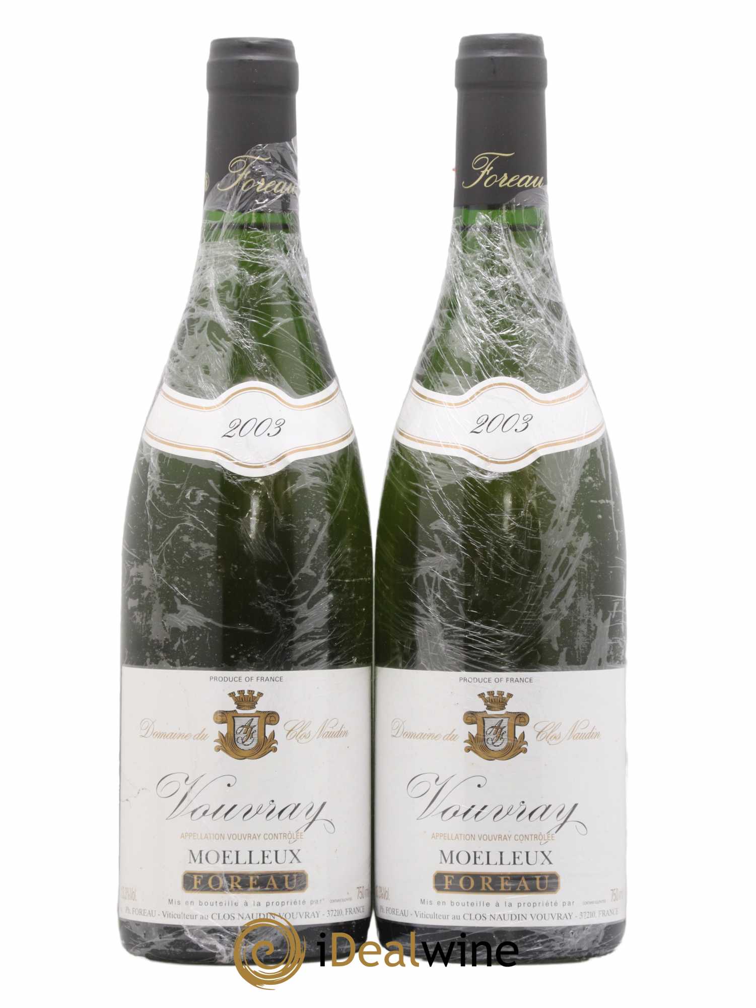 Vouvray Moelleux Clos Naudin - Philippe Foreau (no reserve) 2003 - Lot of 2 bottles - 0