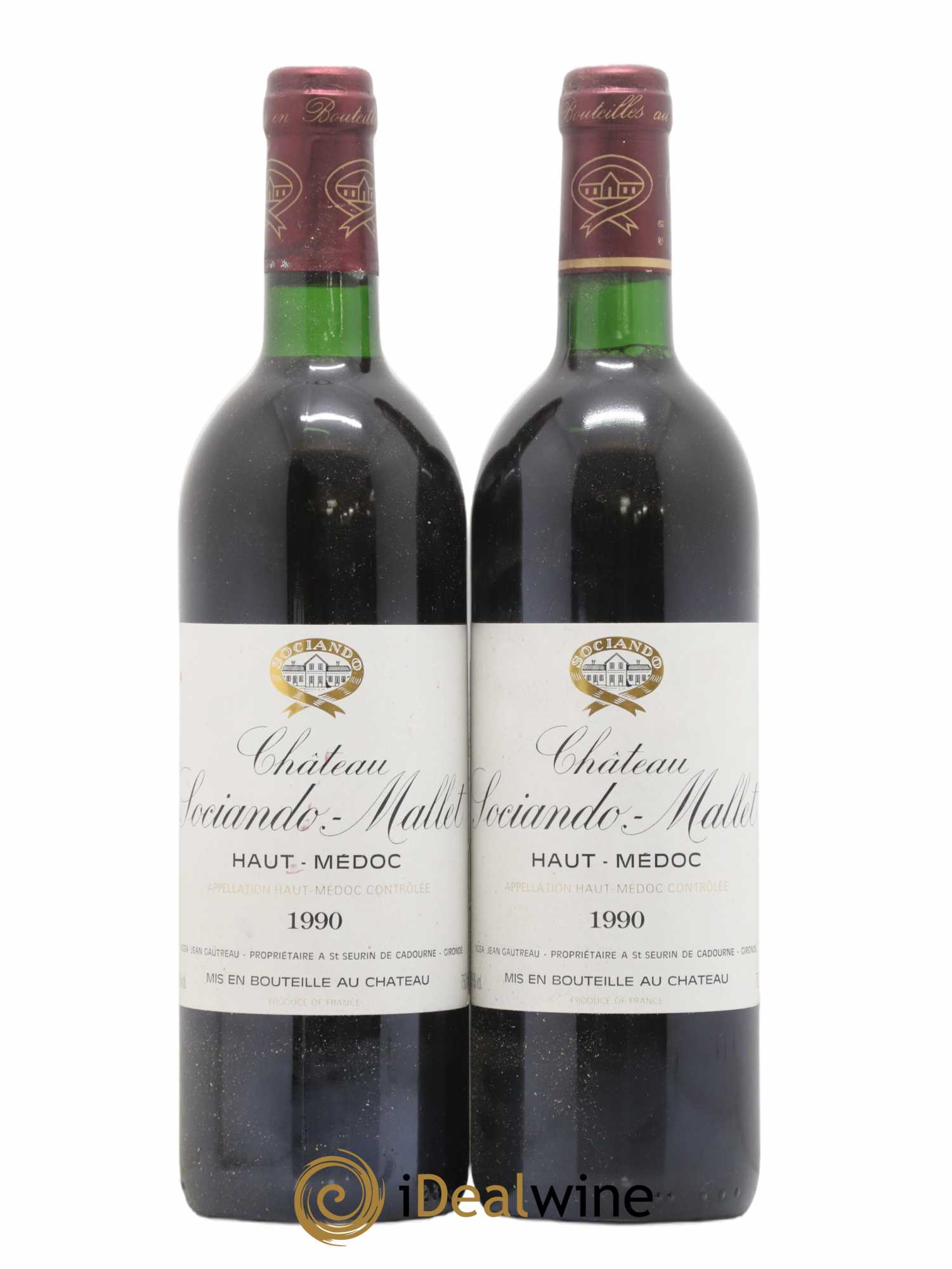 Château Sociando Mallet 1990 - Lot de 2 bouteilles - 0