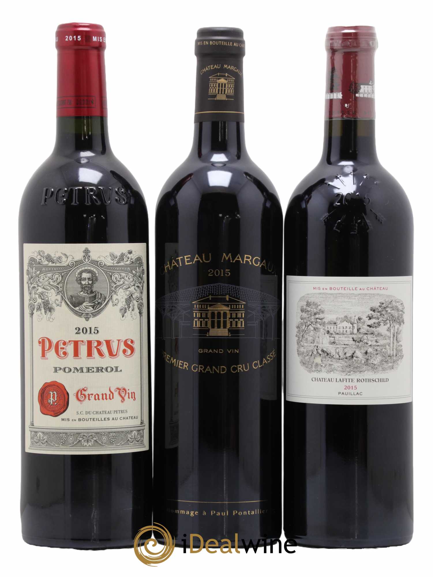 Caisse Collection Duclot  Petrus - Lafite - Mouton Rothschild - Margaux - Haut Brion - Mission Haut Brion - Cheval Blanc - Ausone - Yquem 2015 - Lot de 9 bouteilles - 1
