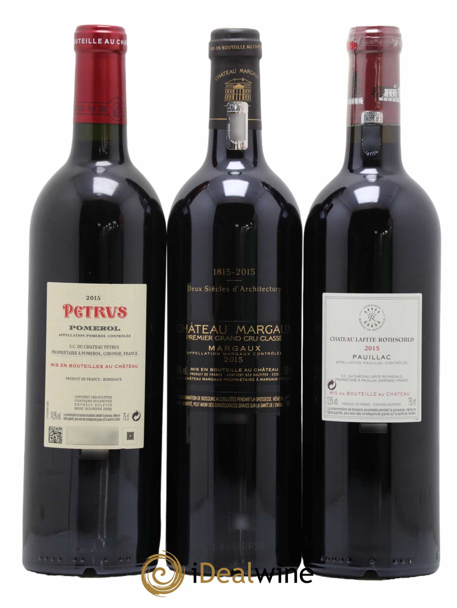 Caisse Collection Duclot  Petrus - Lafite - Mouton Rothschild - Margaux - Haut Brion - Mission Haut Brion - Cheval Blanc - Ausone - Yquem 2015 - Lot de 9 bouteilles - 2