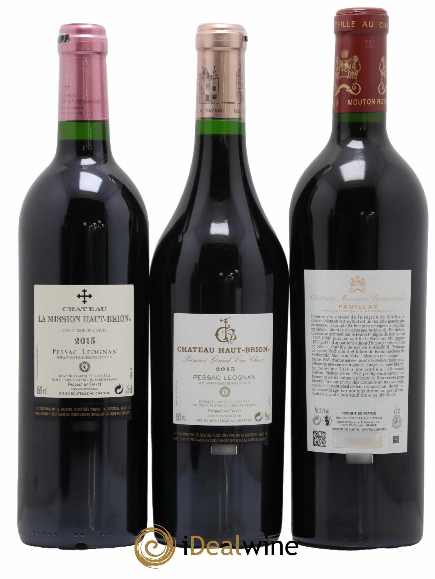 Caisse Collection Duclot  Petrus - Lafite - Mouton Rothschild - Margaux - Haut Brion - Mission Haut Brion - Cheval Blanc - Ausone - Yquem 2015 - Lot de 9 bouteilles - 6