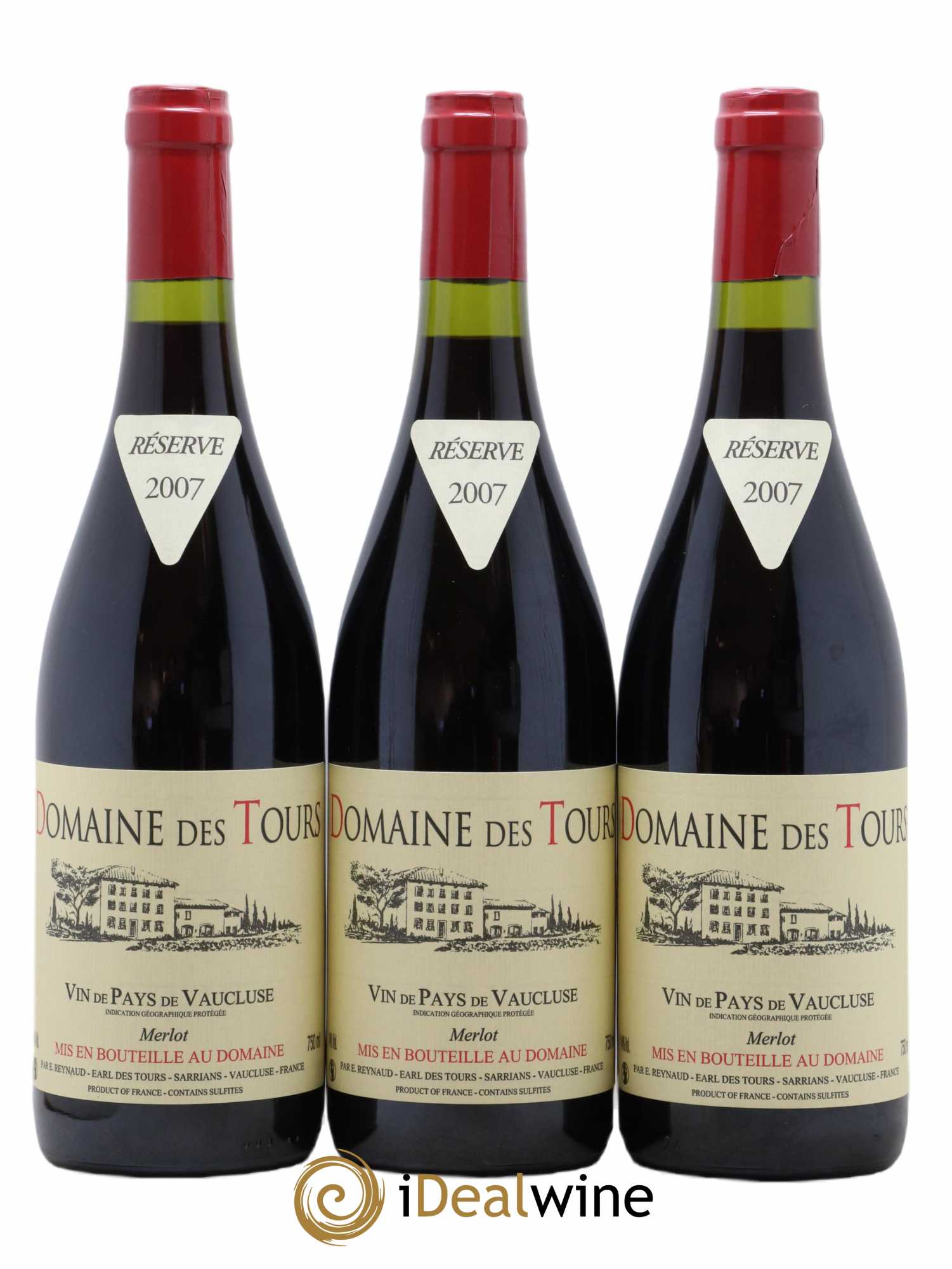 Vaucluse Domaine des Tours Merlot Emmanuel Reynaud 2007 - Lot de 3 bouteilles - 0