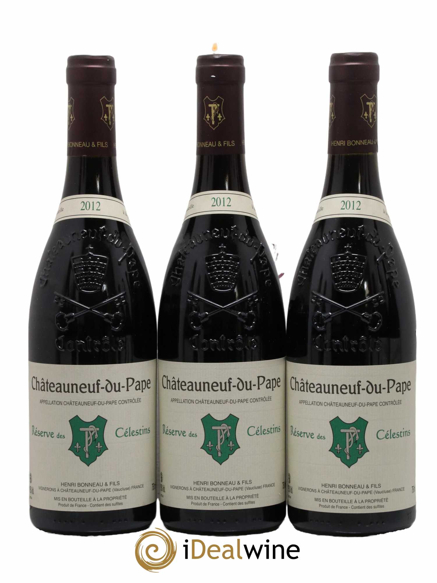 Châteauneuf-du-Pape Réserve des Célestins Henri Bonneau & Fils 2012 - Lot of 3 bottles - 0