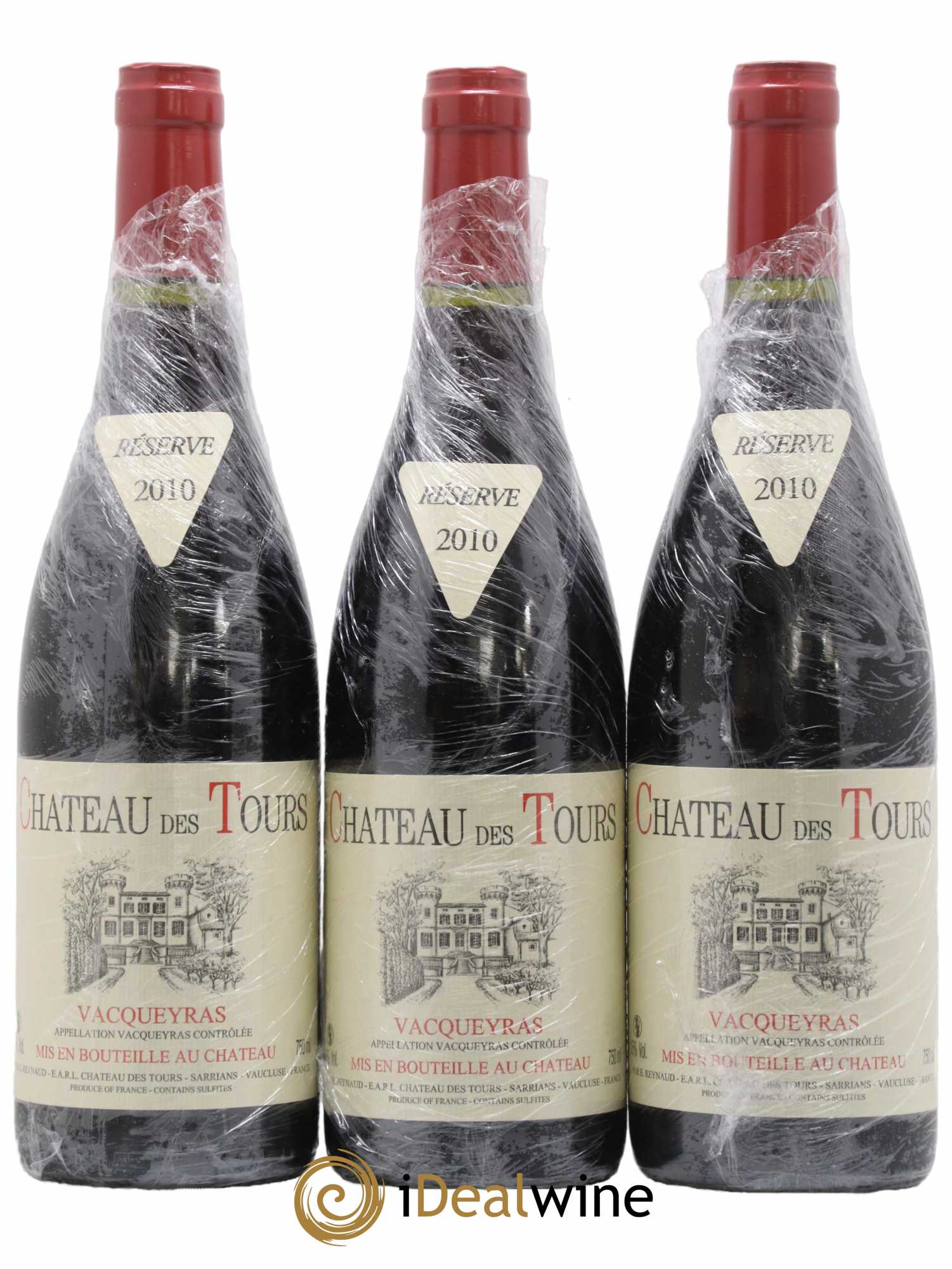 Vacqueyras Château des Tours Emmanuel Reynaud 2010 - Lot de 3 bouteilles - 0
