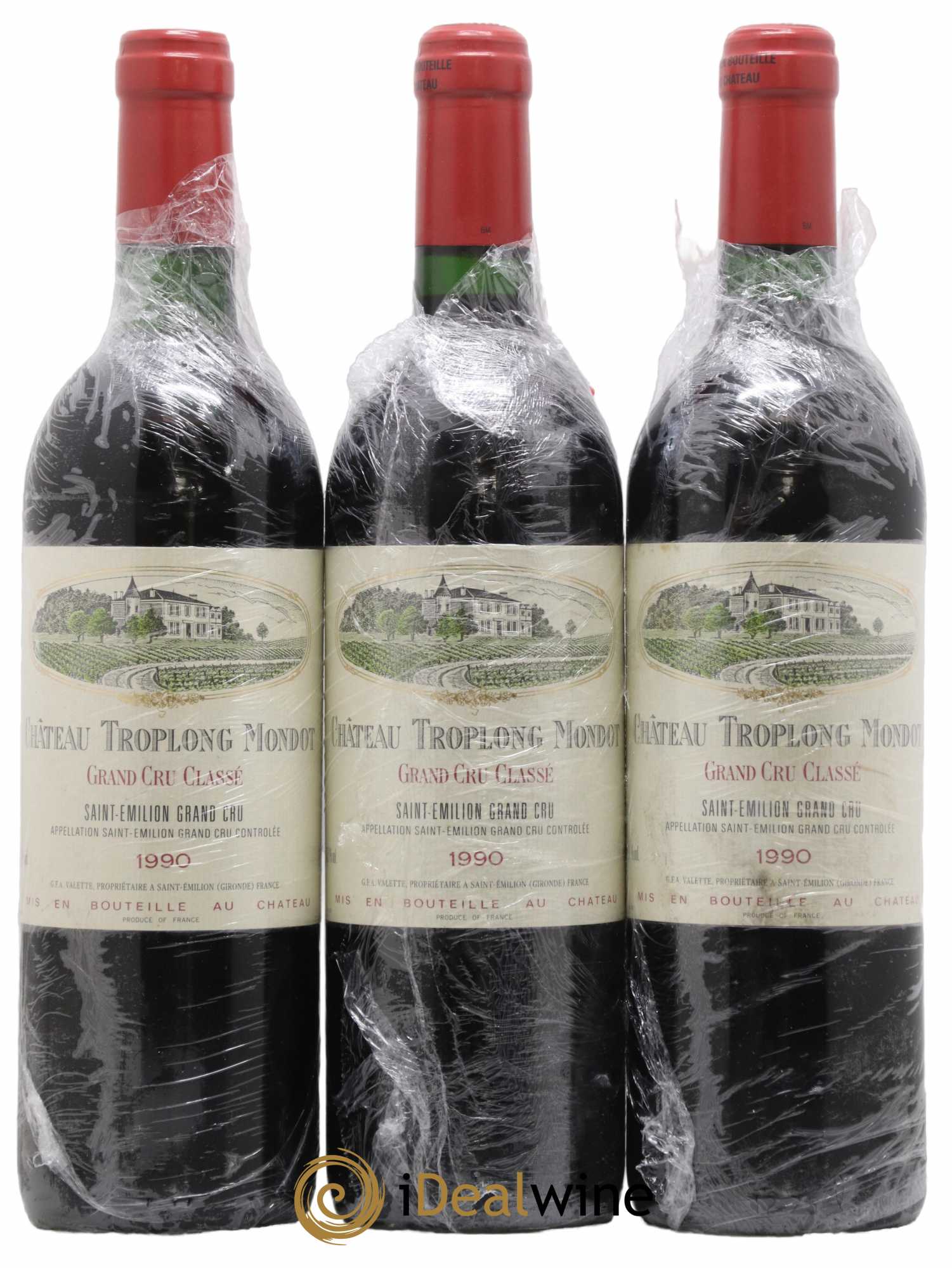 Château Troplong Mondot 1er Grand Cru Classé B 1990 - Lot de 3 bouteilles - 0