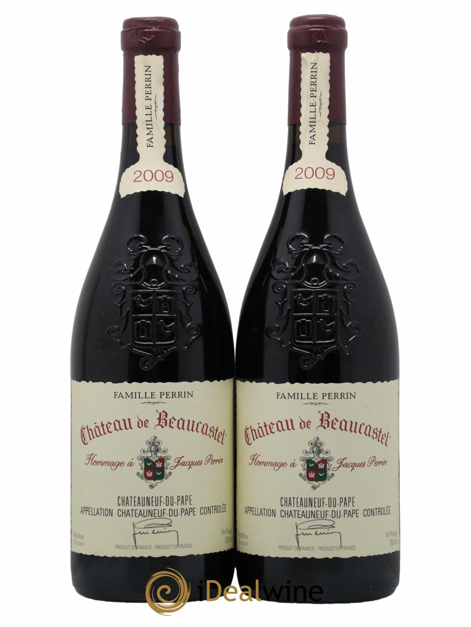 Châteauneuf-du-Pape Château de Beaucastel Hommage à Jacques Perrin Famille Perrin 2009 - Lot de 2 bouteilles - 0