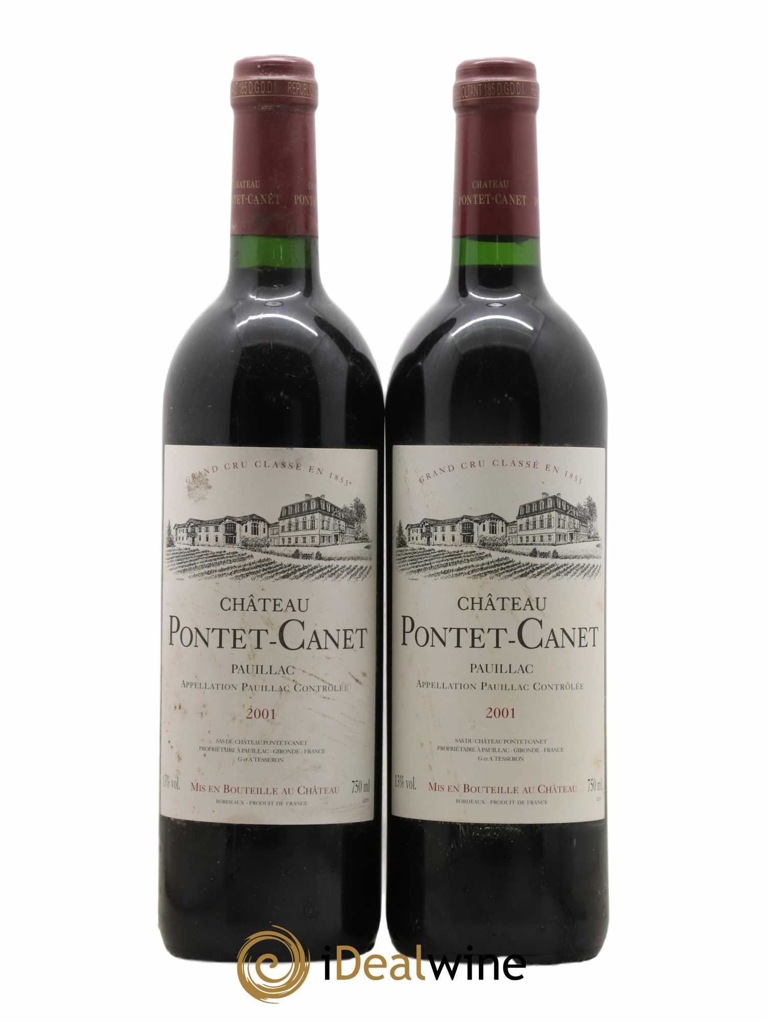 Château Pontet Canet 5ème Grand Cru Classé 2001 - Lot de 2 bouteilles - 0