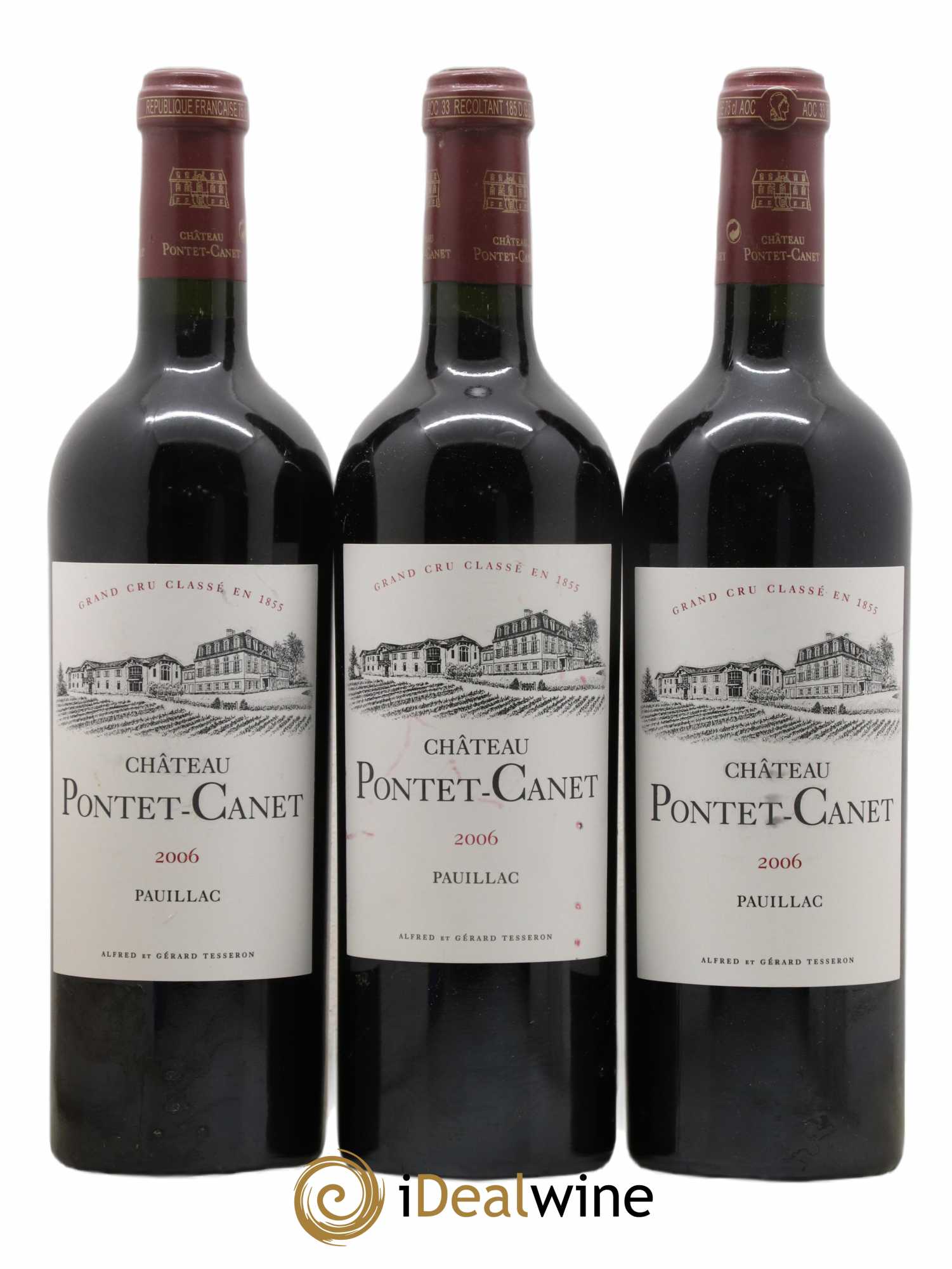 Château Pontet Canet 5ème Grand Cru Classé 2006 - Lot de 3 bouteilles - 0
