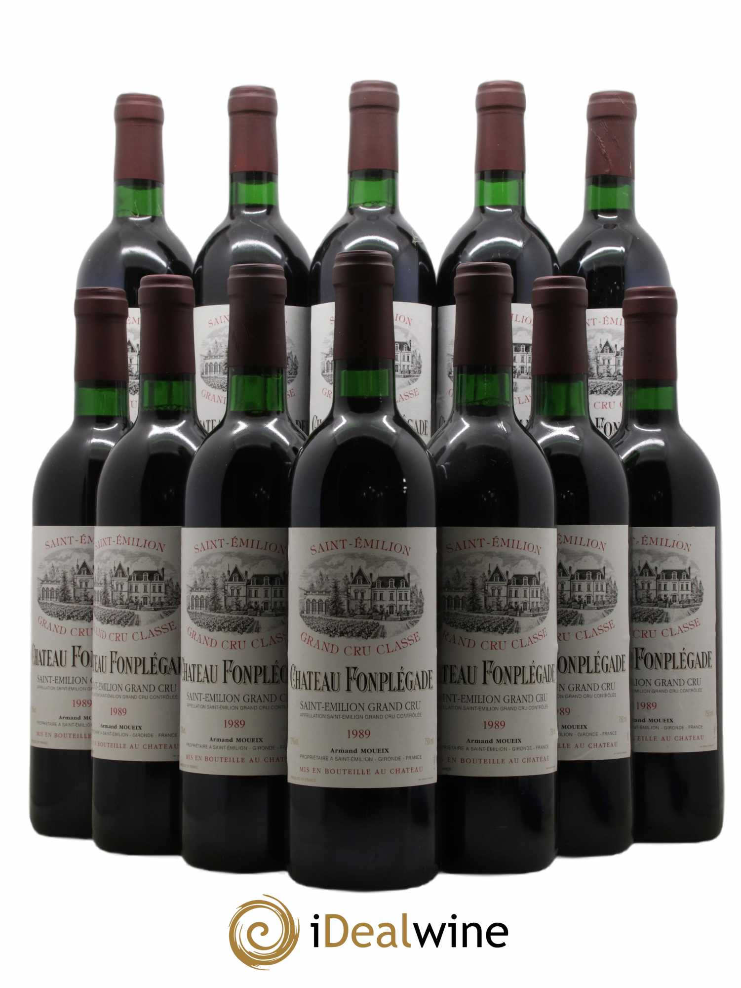 Château Fonplegade Grand Cru Classé 1989 - Lot de 12 bouteilles - 0