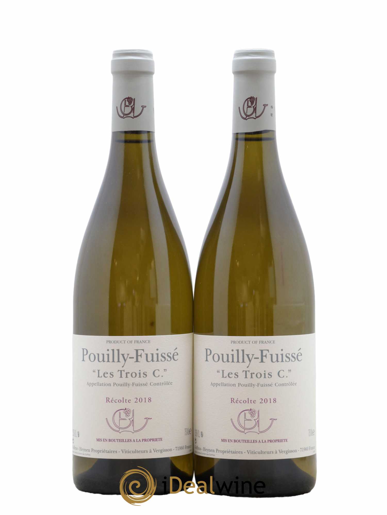 Pouilly-Fuissé Les Trois C Guffens-Heynen 2018 - Lot de 2 bouteilles - 0