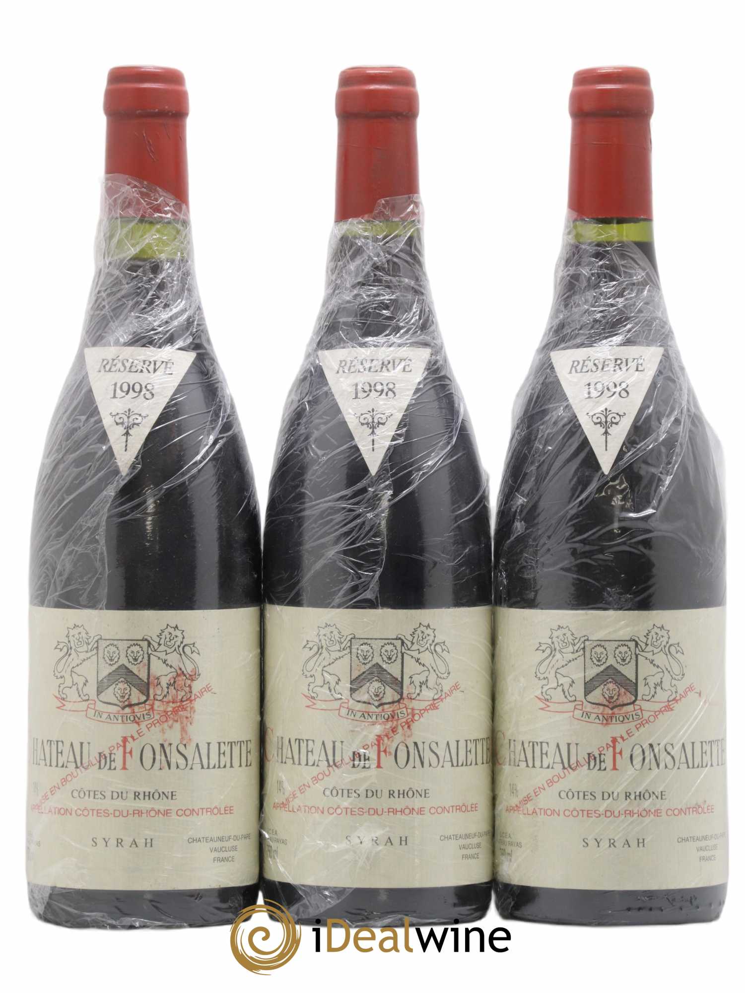 Côtes-du-Rhône Cuvée Syrah Château de Fonsalette 1998 - Lot de 3 bouteilles - 0