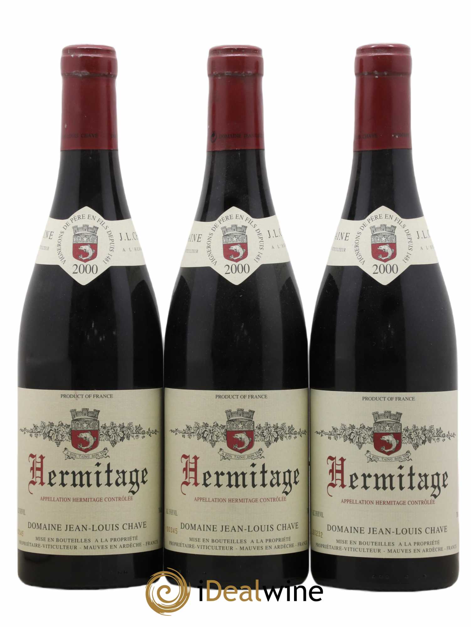 Hermitage Jean-Louis Chave 2000 - Lot de 3 bouteilles - 0