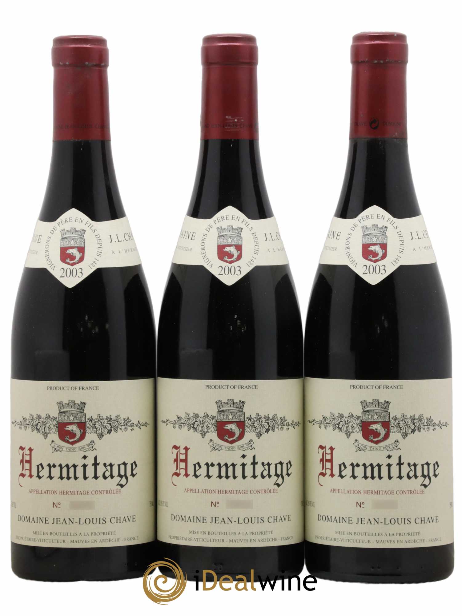 Hermitage Jean-Louis Chave 2003 - Lot de 3 bouteilles - 0