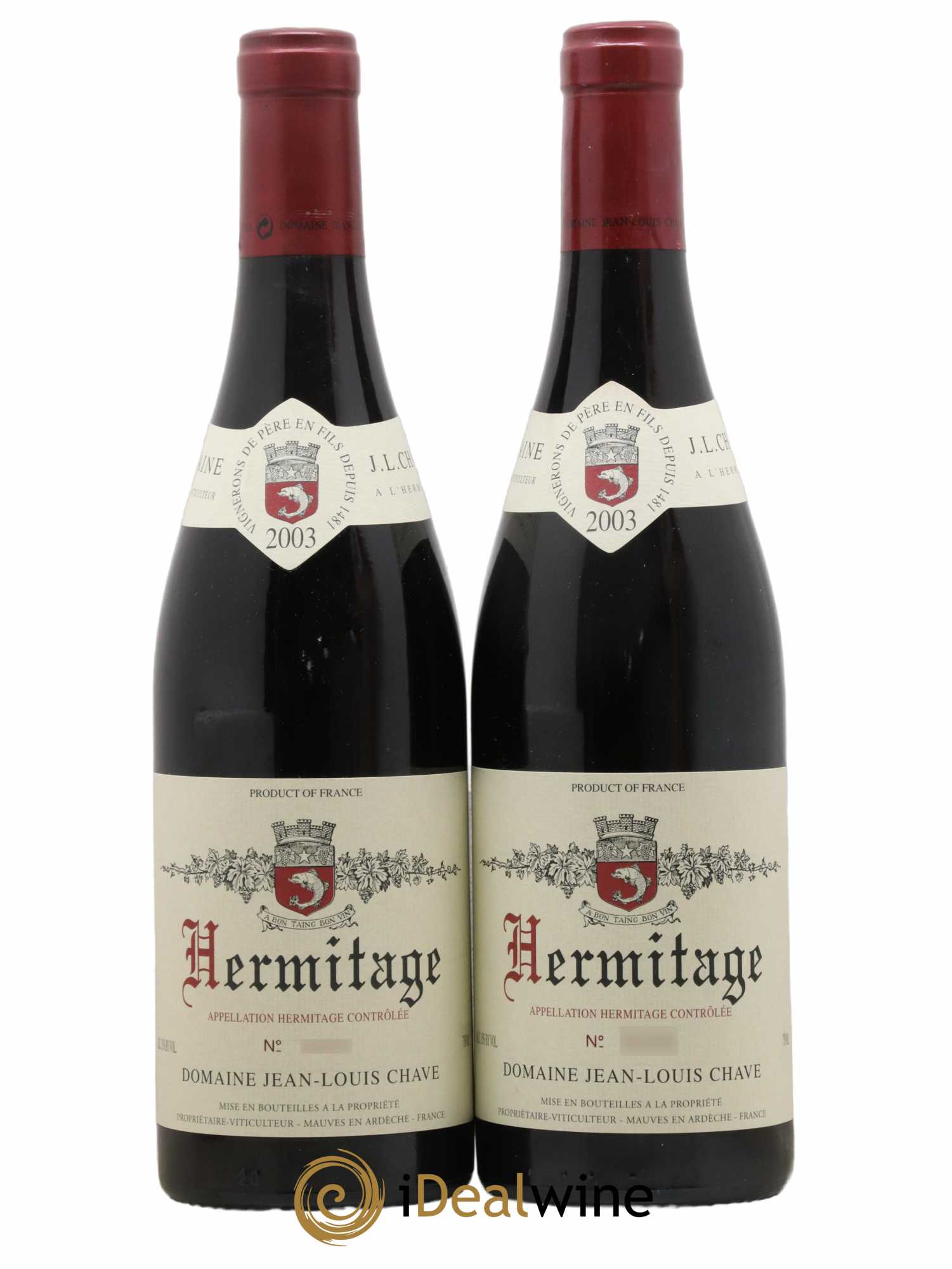 Hermitage Jean-Louis Chave 2003 - Lot de 2 bouteilles - 0