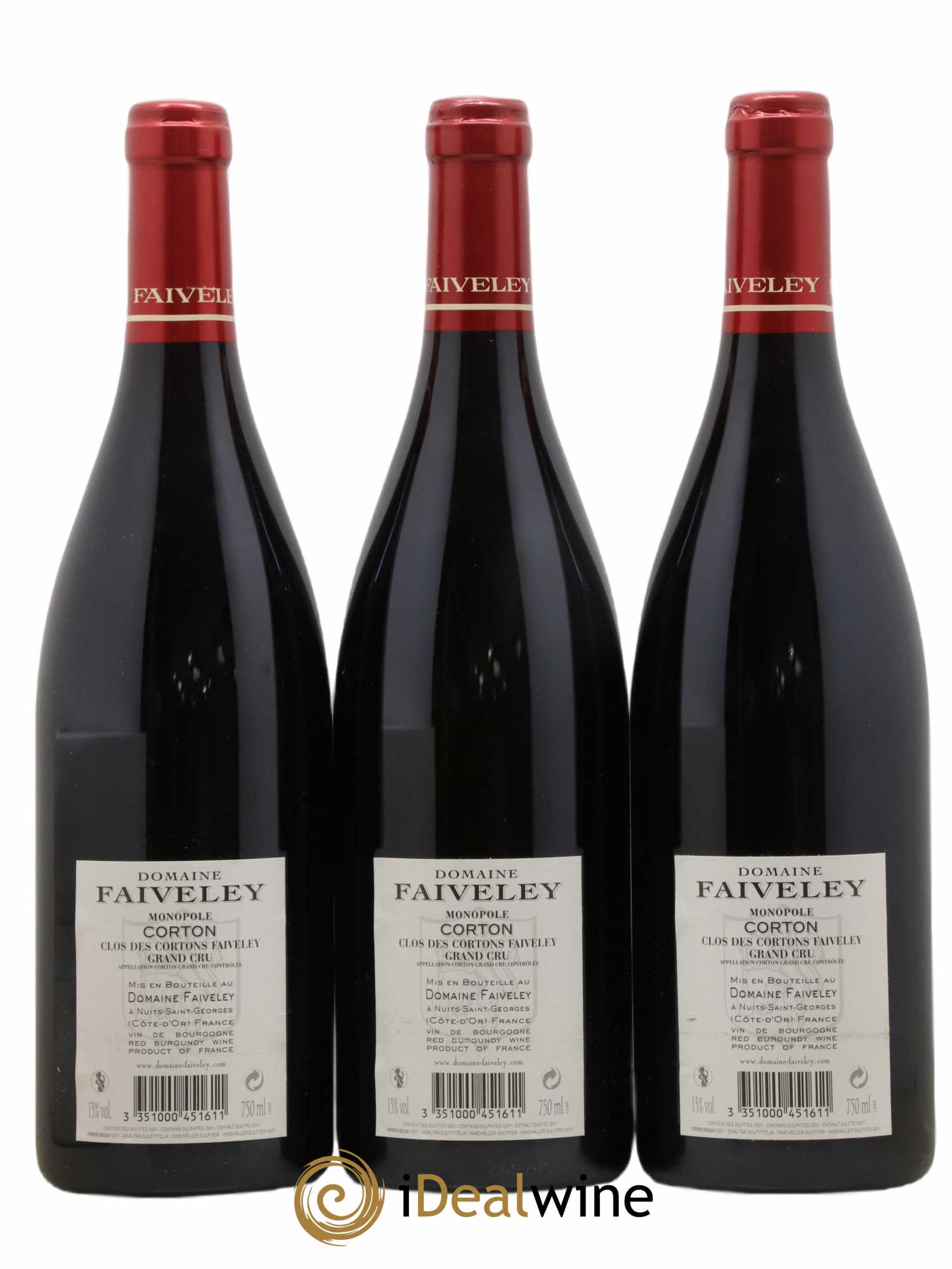 Corton Grand Cru Clos des Cortons Faiveley 2016 - Lot de 3 bouteilles - 1