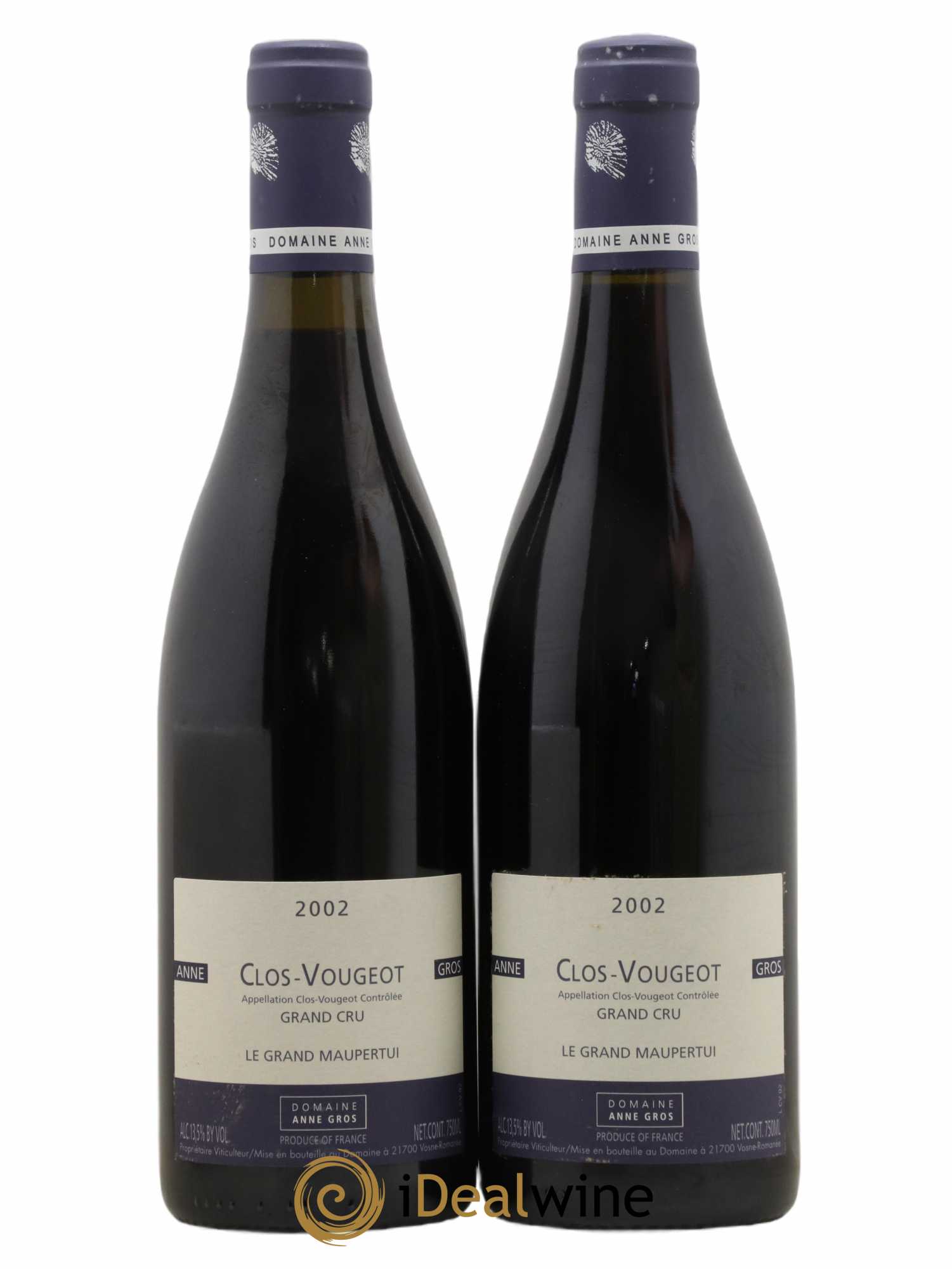 Clos de Vougeot Grand Cru Le Grand Maupertui Anne Gros 2002 - Lot de 2 bouteilles - 0