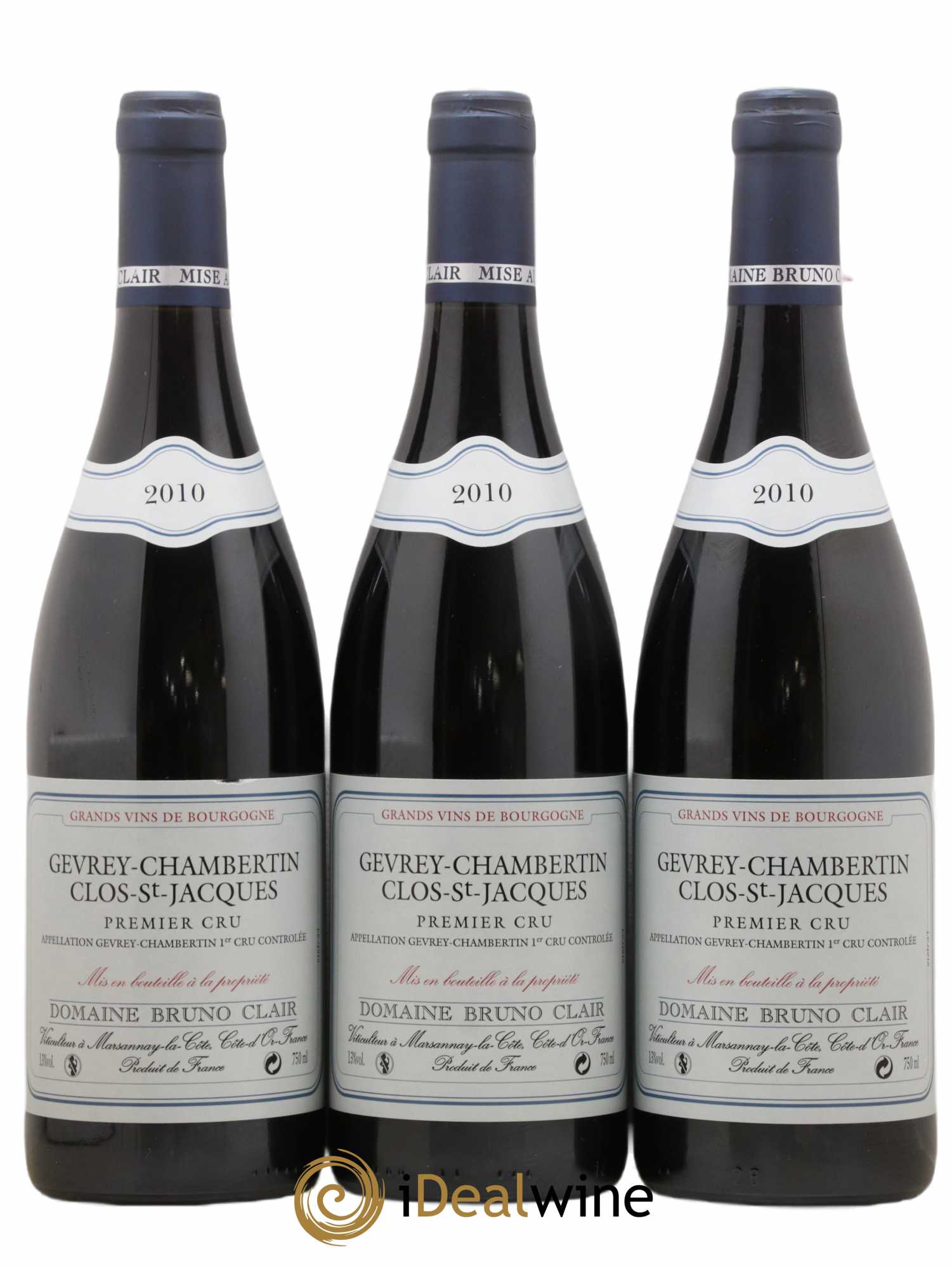 Gevrey-Chambertin 1er Cru Clos Saint-Jacques Bruno Clair (Domaine) 2010 - Lot de 3 bouteilles - 0
