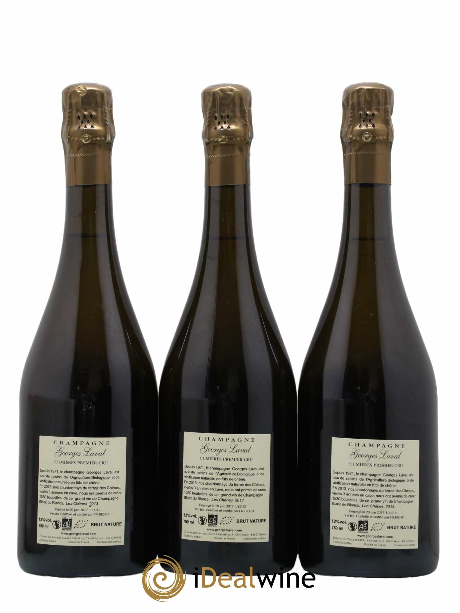 Les Chênes 1er Cru Brut Nature Georges Laval 2013 - Lot de 3 bouteilles - 1