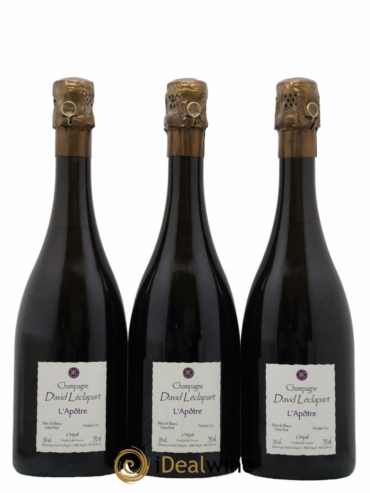 L'Apôtre Blanc de Blancs 1er Cru Extra-Brut David Leclapart - Lot de 3 bouteilles - 0