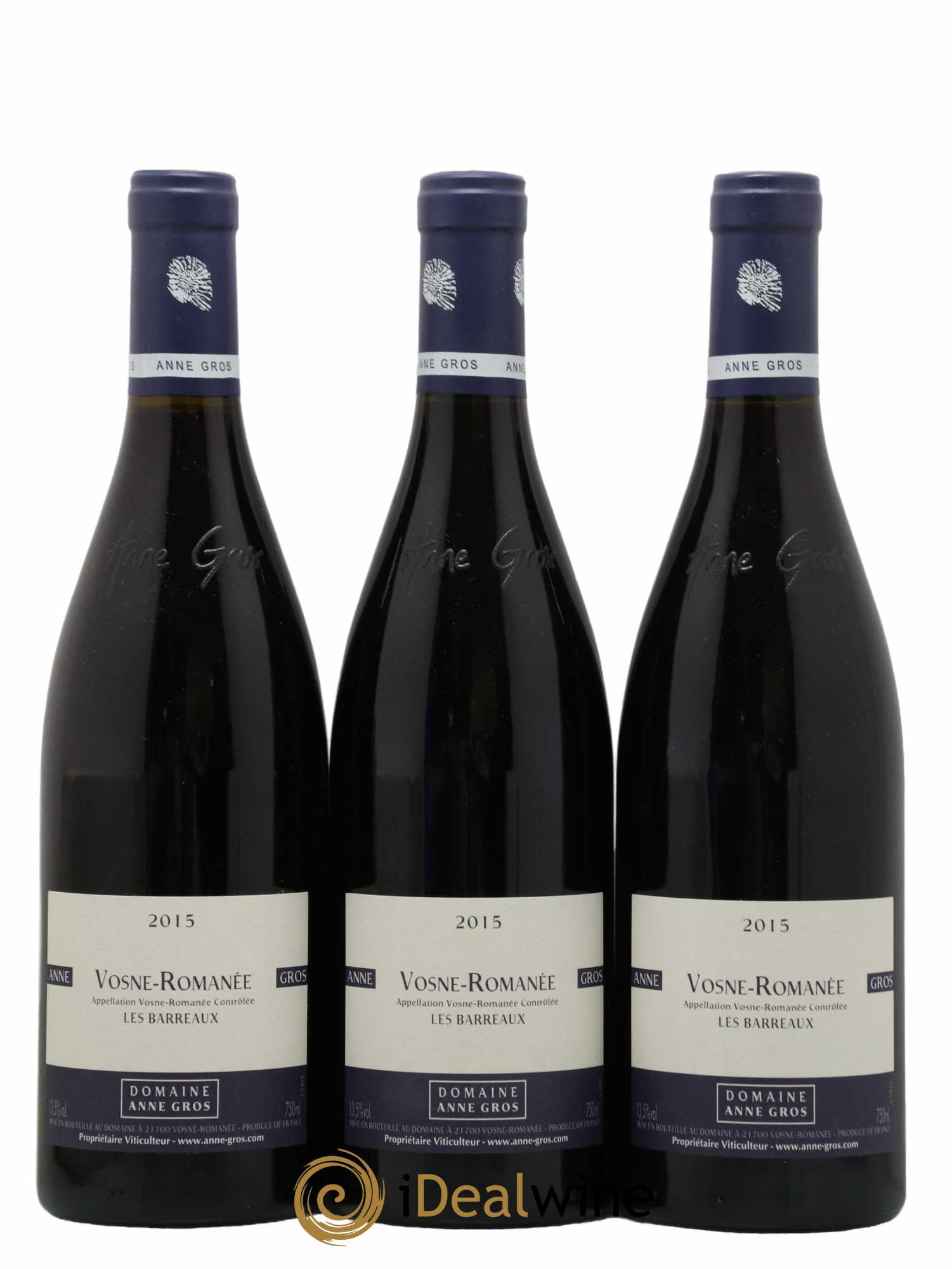 Vosne-Romanée Les Barreaux Anne Gros 2015 - Lot de 3 bouteilles - 0