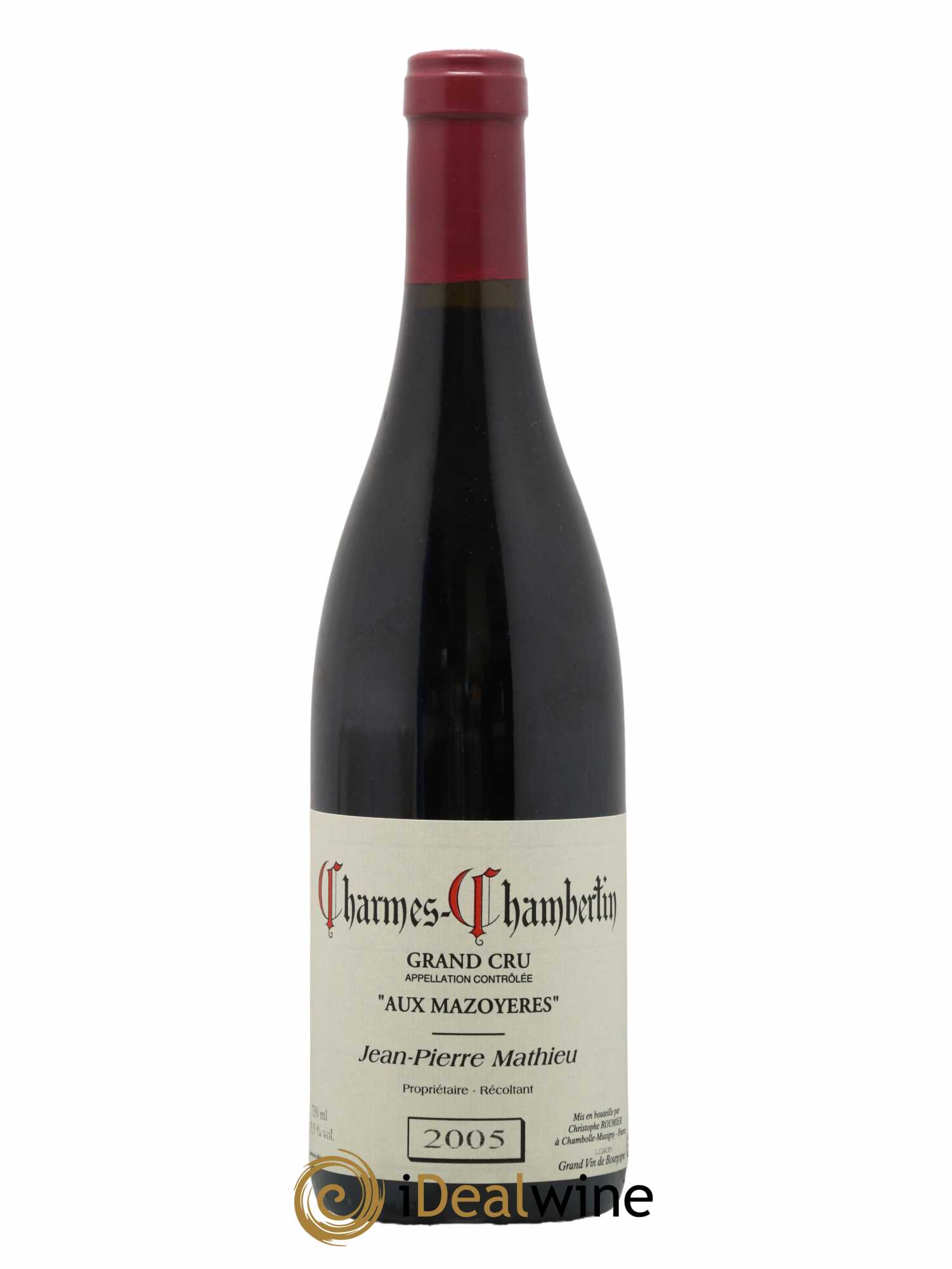 Charmes-Chambertin Grand Cru Aux Mazoyeres Domaine Jean Pierre Mathieu (Christophe Roumier) 2005 - Lot de 1 bouteille - 0