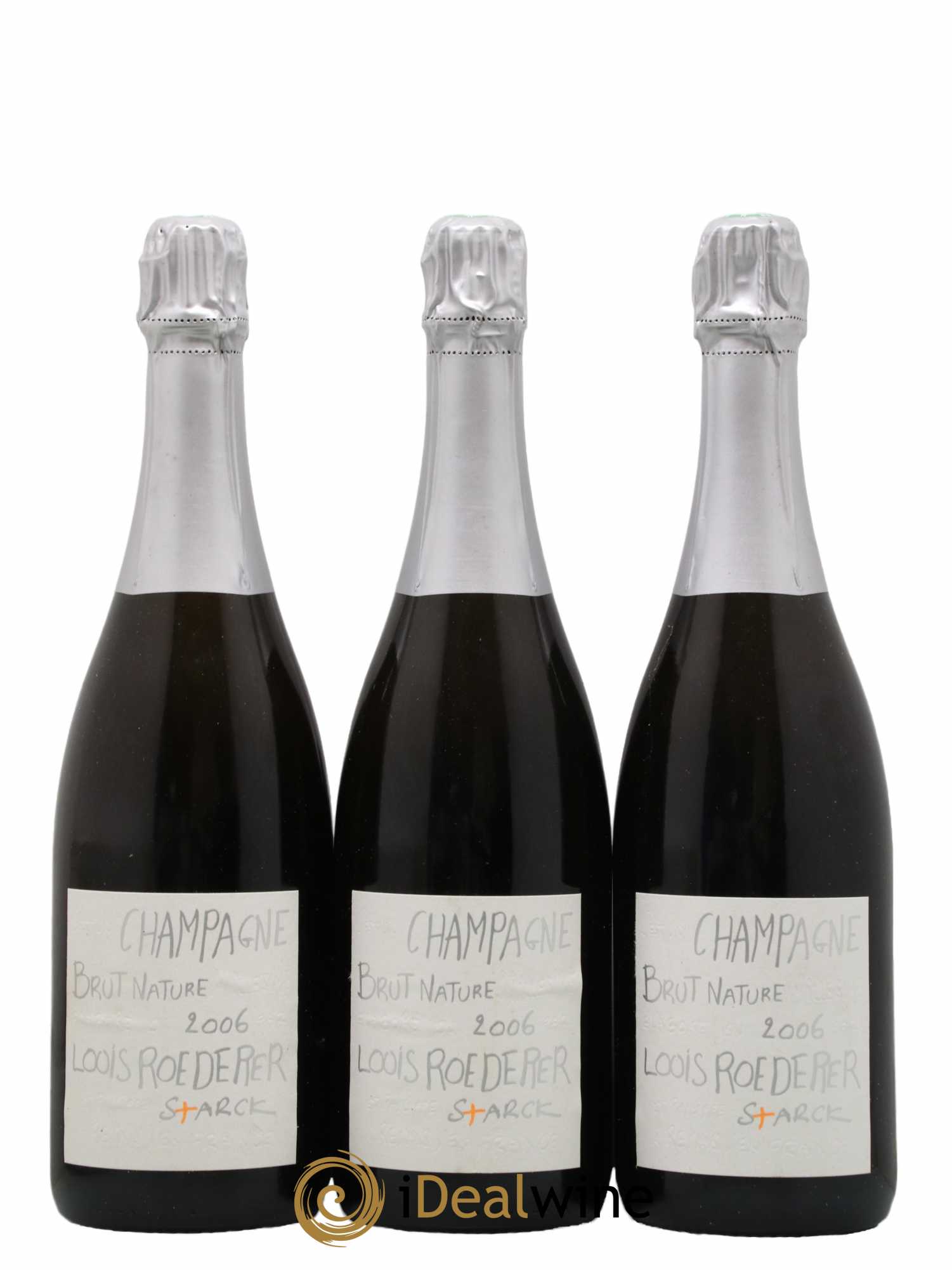 Edition limitée Starck Brut Nature Louis Roederer 2006 - Lot de 3 bouteilles - 0