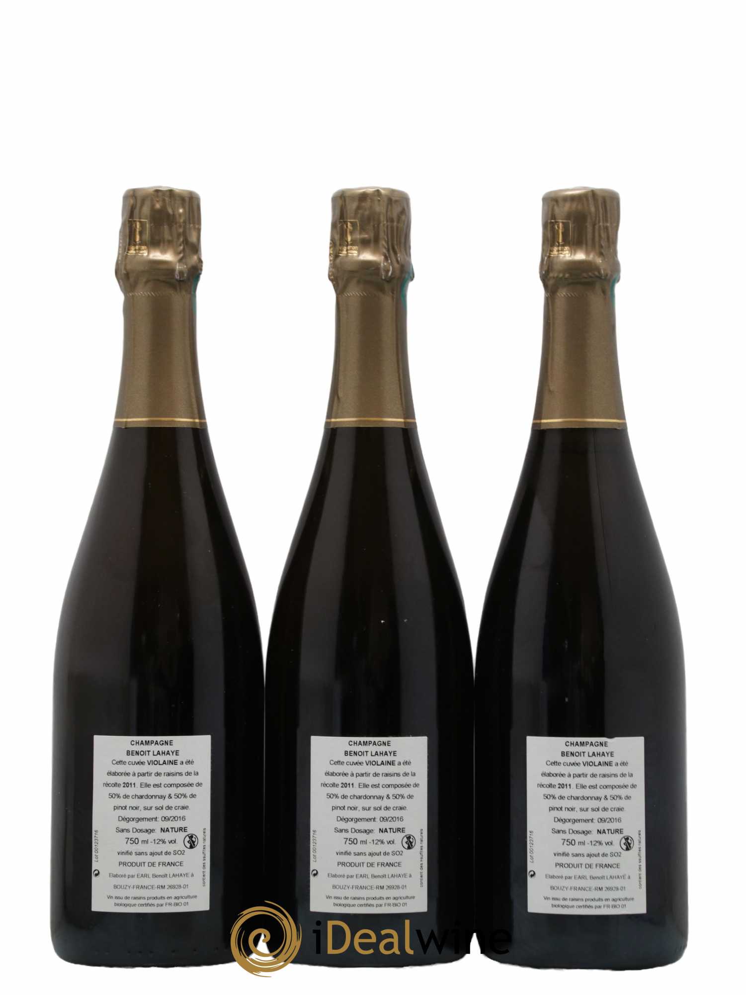 Violaine Brut Nature Benoit Lahaye 2011 - Lot de 3 bouteilles - 1