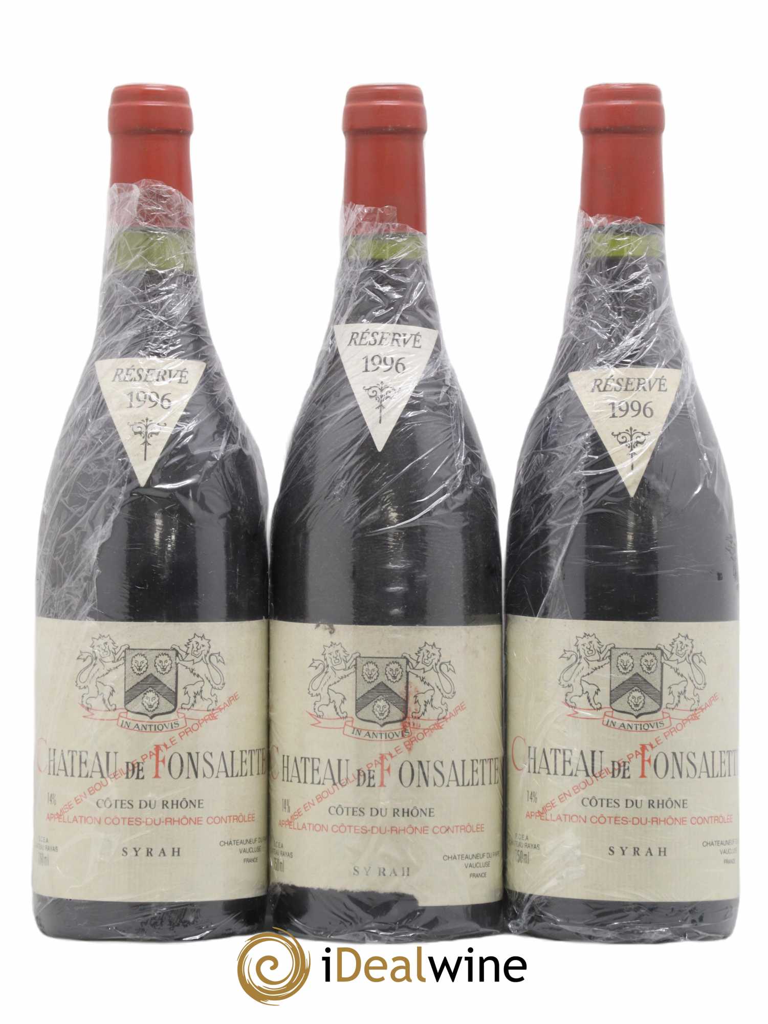 Côtes-du-Rhône Cuvée Syrah Château de Fonsalette 1996 - Lot de 3 bouteilles - 0