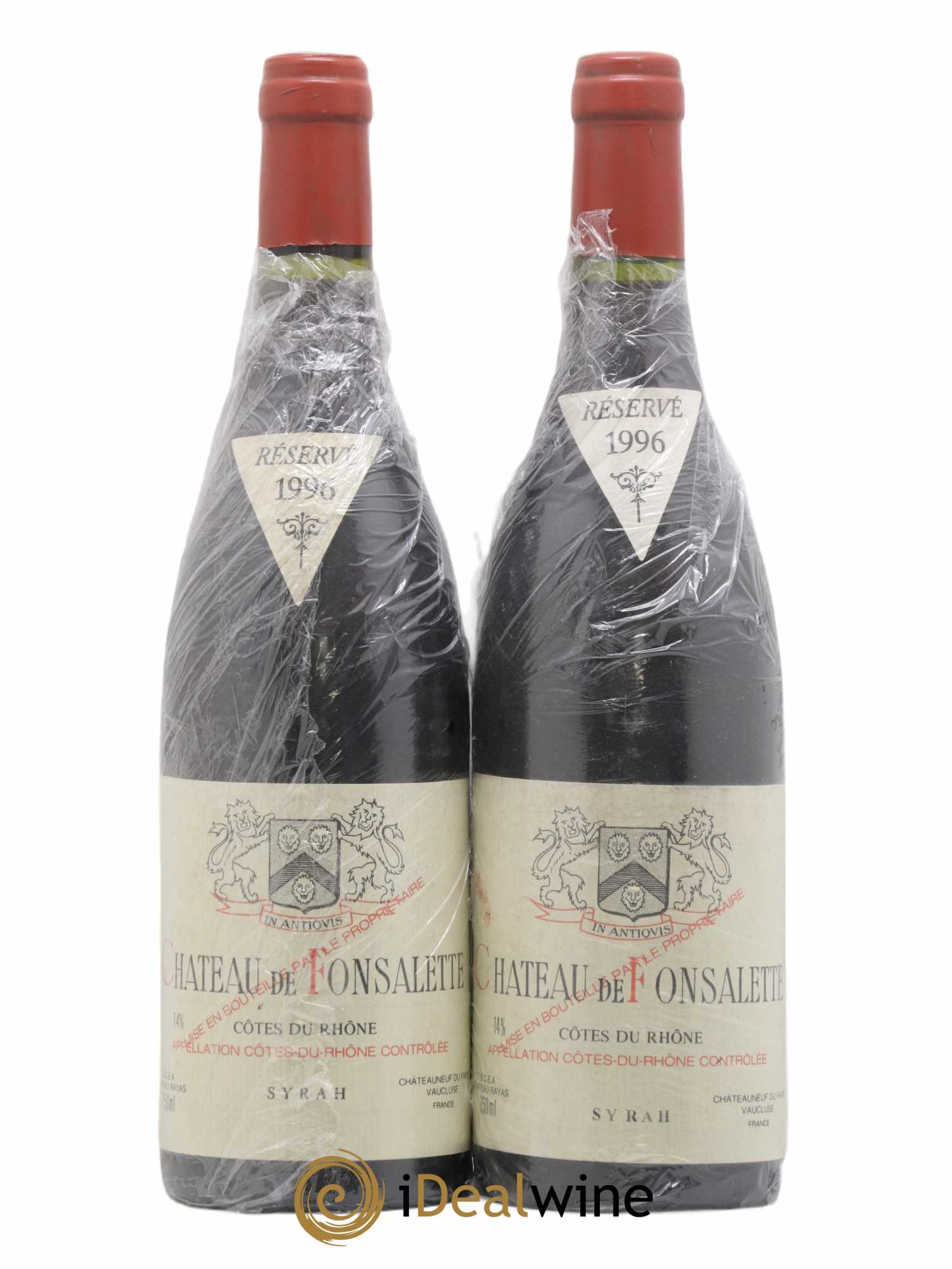 Côtes-du-Rhône Cuvée Syrah Château de Fonsalette 1996 - Lot de 2 bouteilles - 0