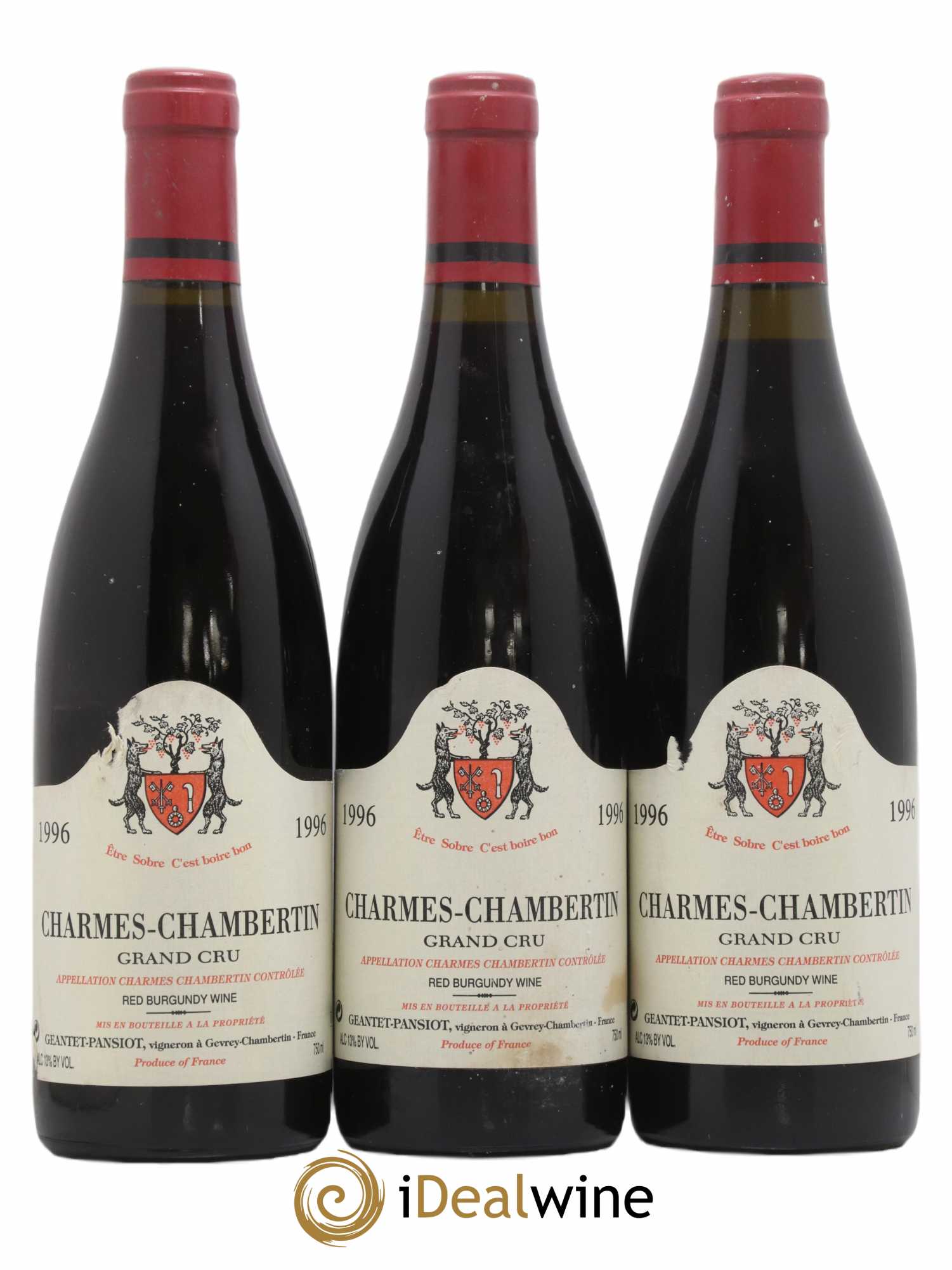Charmes-Chambertin Grand Cru Geantet-Pansiot 1996 - Lot de 3 bouteilles - 0
