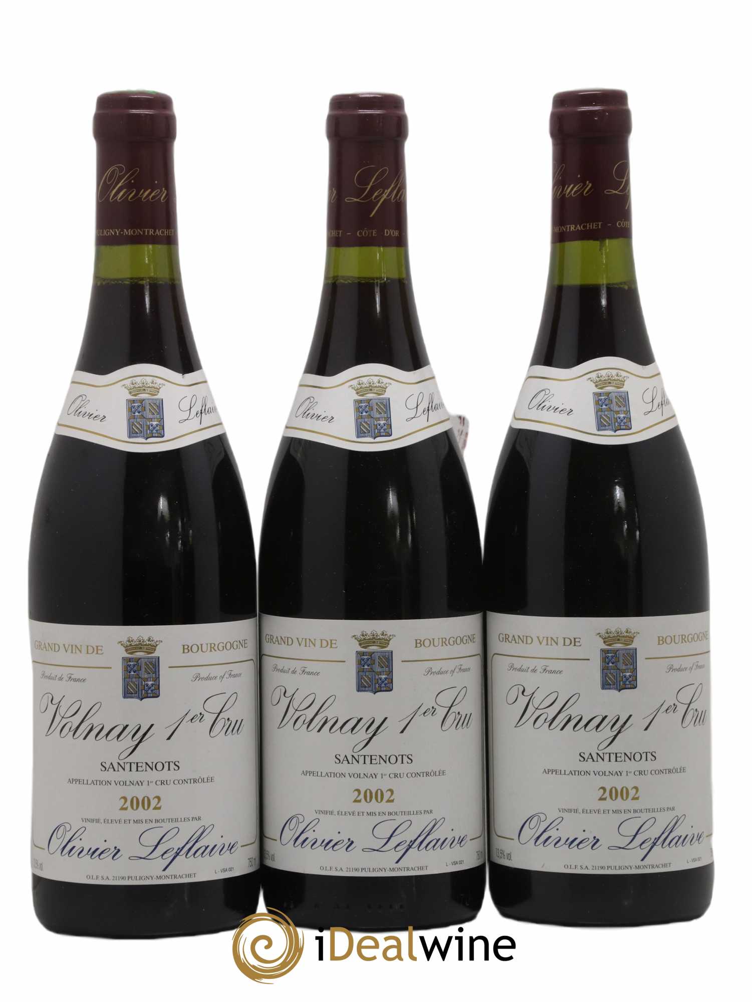 Volnay 1er Cru Santenots Olivier Leflaive 2002 - Lot de 3 bouteilles - 0