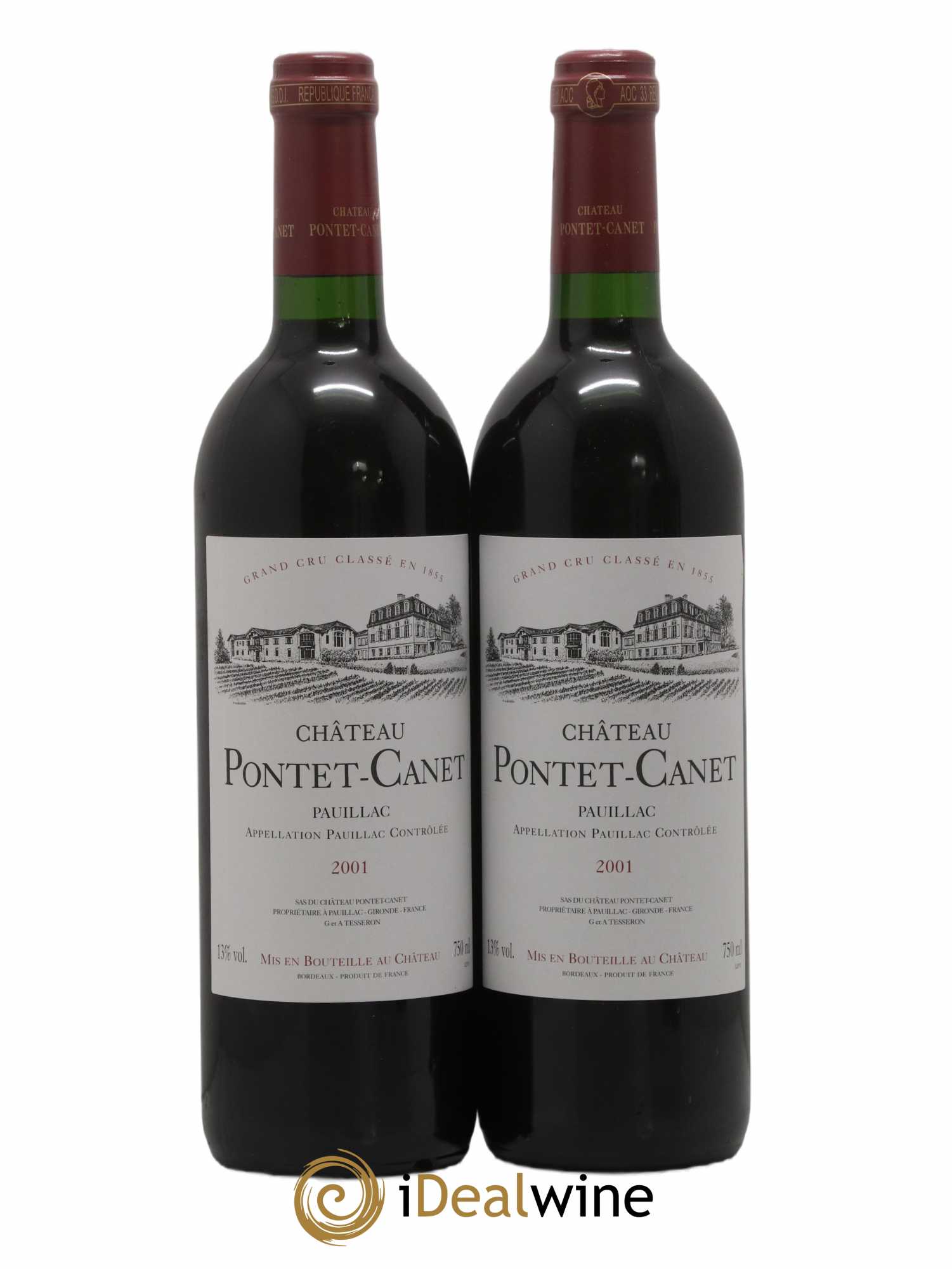 Caisse Millésima Rive Droite Rive Gauche Haut Bailly - La Gaffeliere - Gazin - Lagrange - Pontet Canet - Calon Segur 2001 - Posten von 1 Flasche - 5