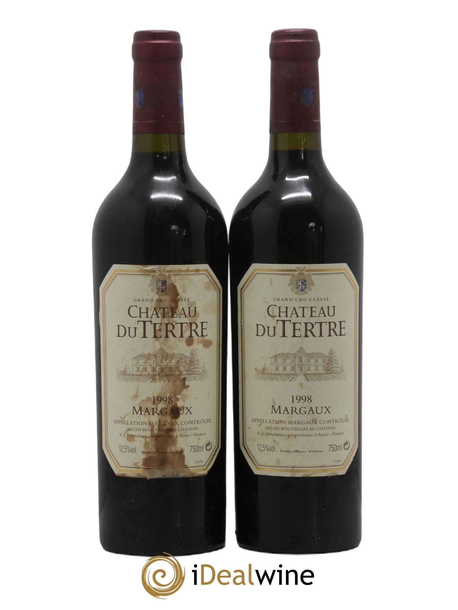 Château du Tertre 5ème Grand Cru Classé 1998 - Lot de 2 bouteilles - 0