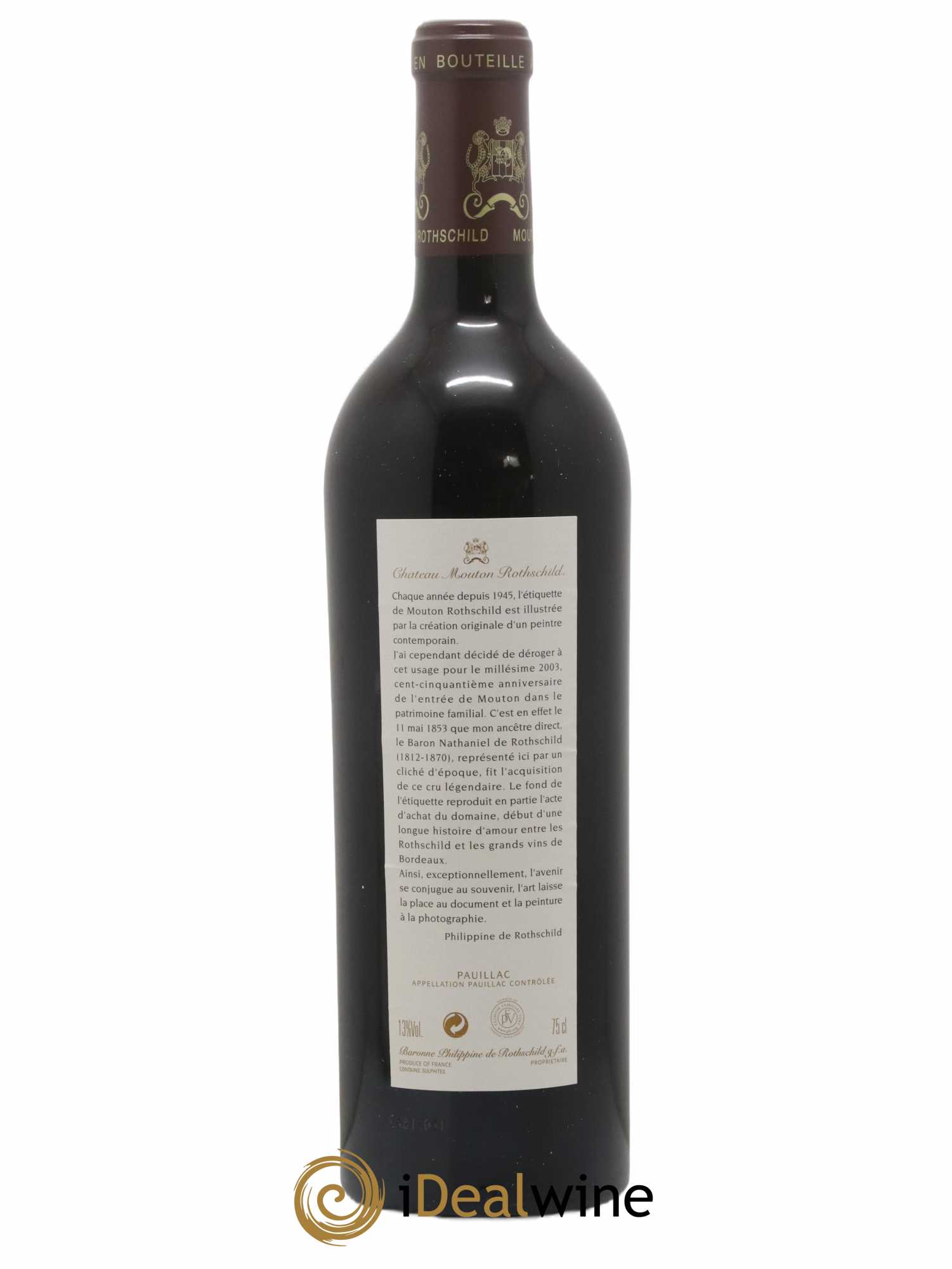 Château Mouton Rothschild 1er Grand Cru Classé 2003 - Lot de 1 bouteille - 1