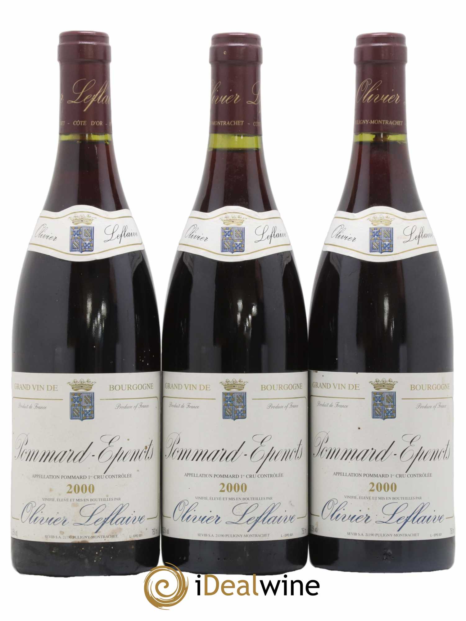 Pommard 1er Cru Epenots Olivier Leflaive 2000 - Lot de 3 bouteilles - 0