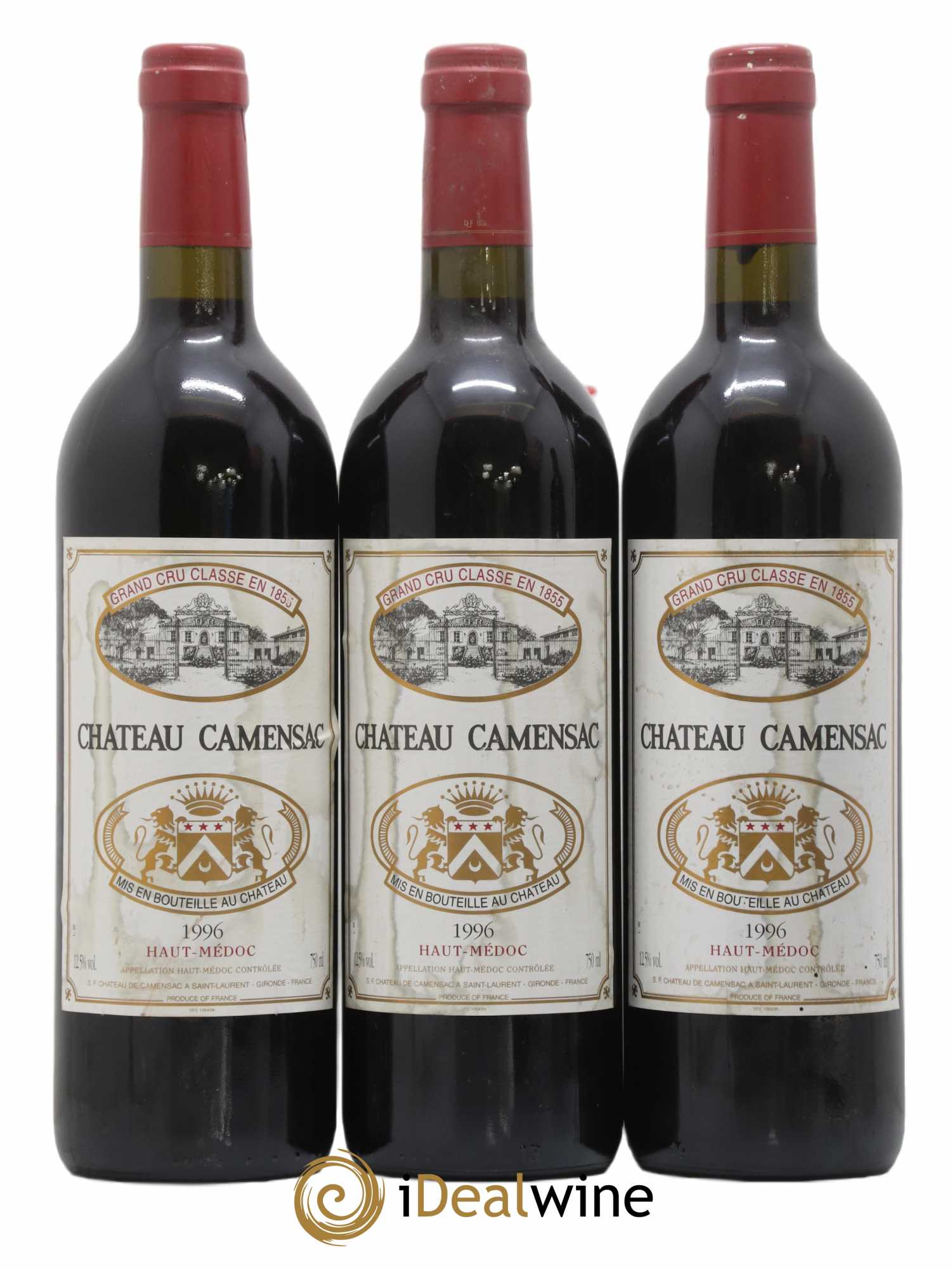 Château Camensac 5ème Grand Cru Classé 1996 - Lot de 3 bouteilles - 0