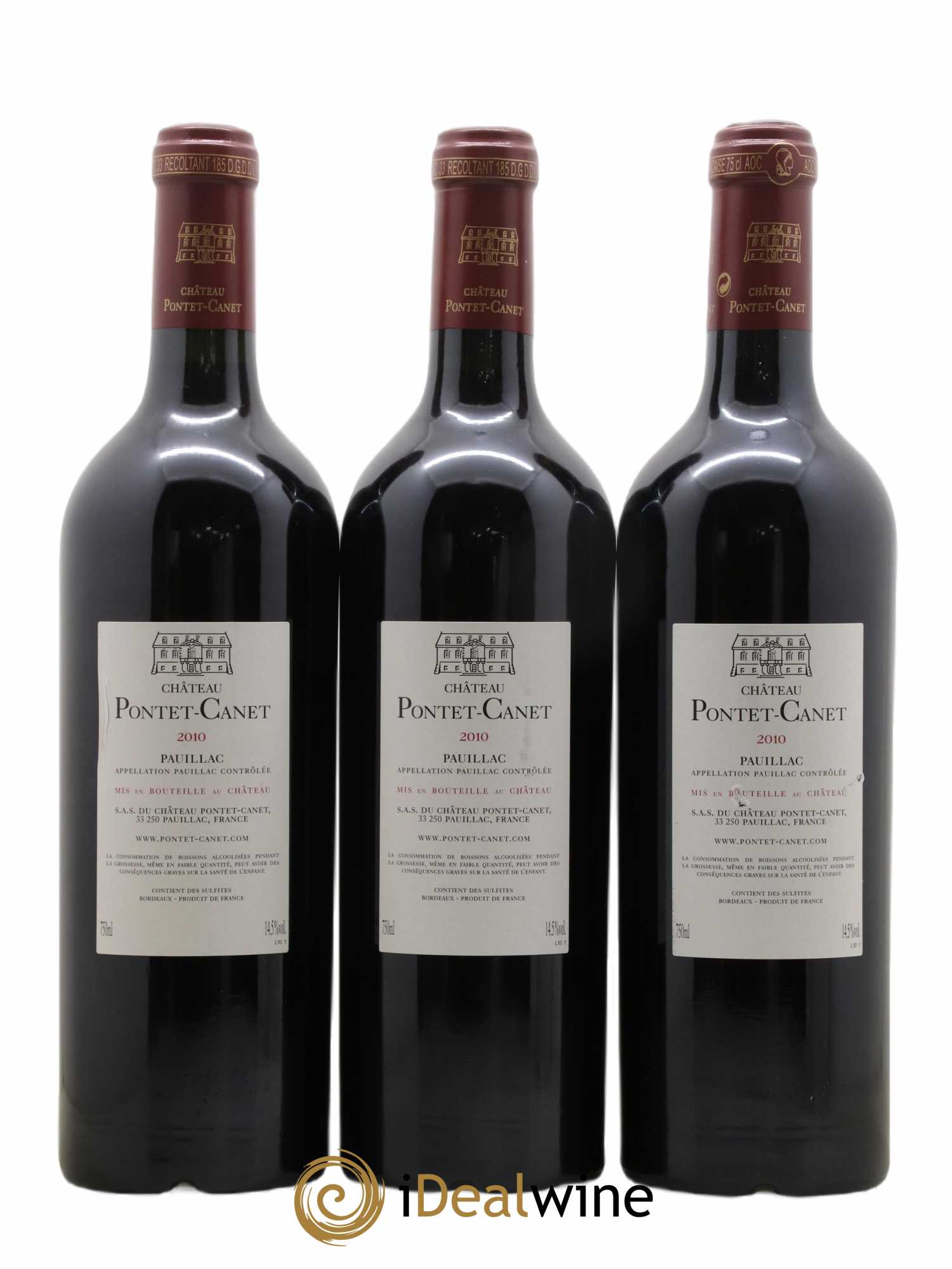 Château Pontet Canet 5ème Grand Cru Classé 2010 - Lot de 3 bouteilles - 1