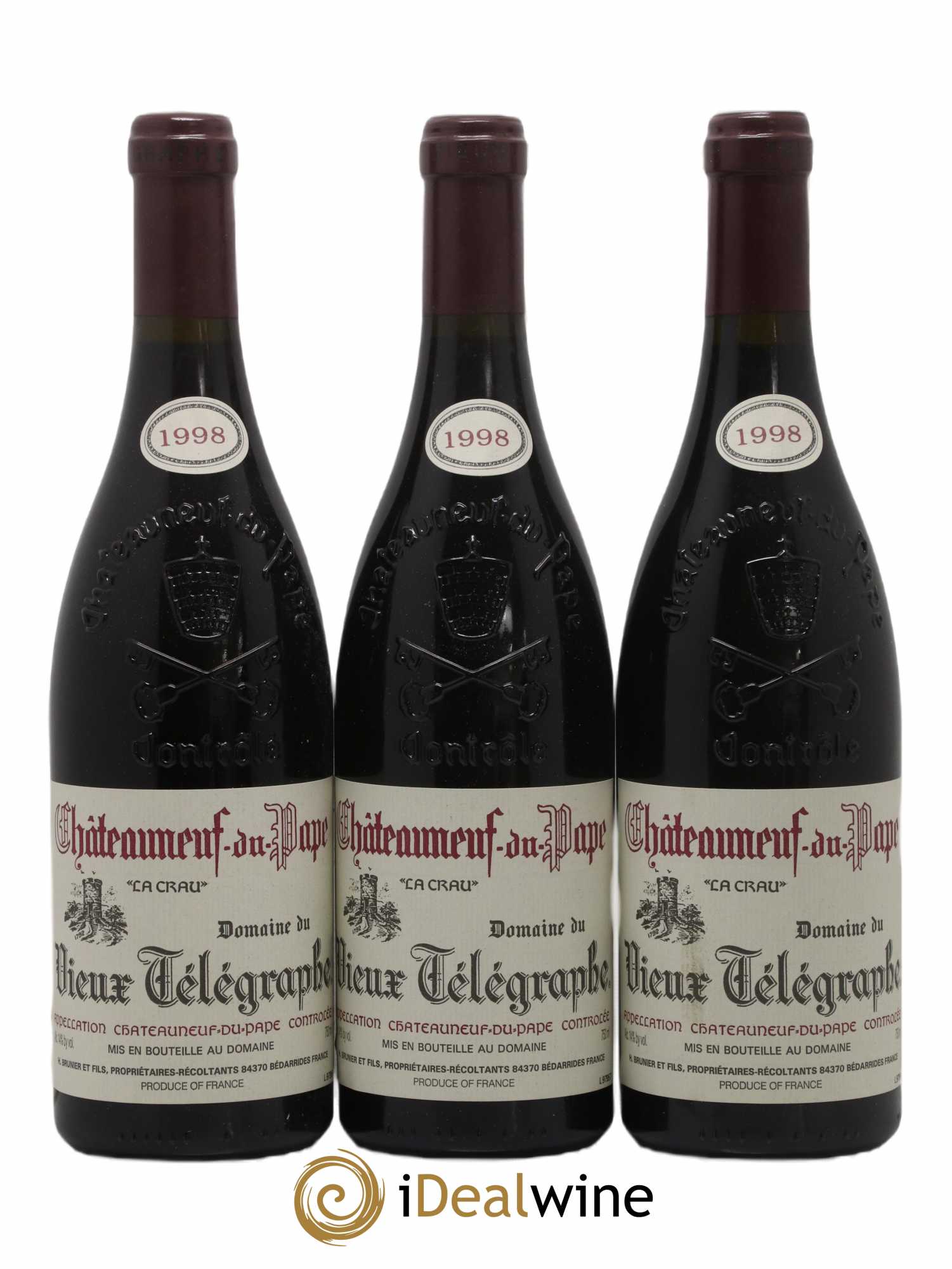 Châteauneuf-du-Pape Vieux Télégraphe (Domaine du) Vignobles Brunier La Crau 1998 - Lot de 6 bouteilles - 1