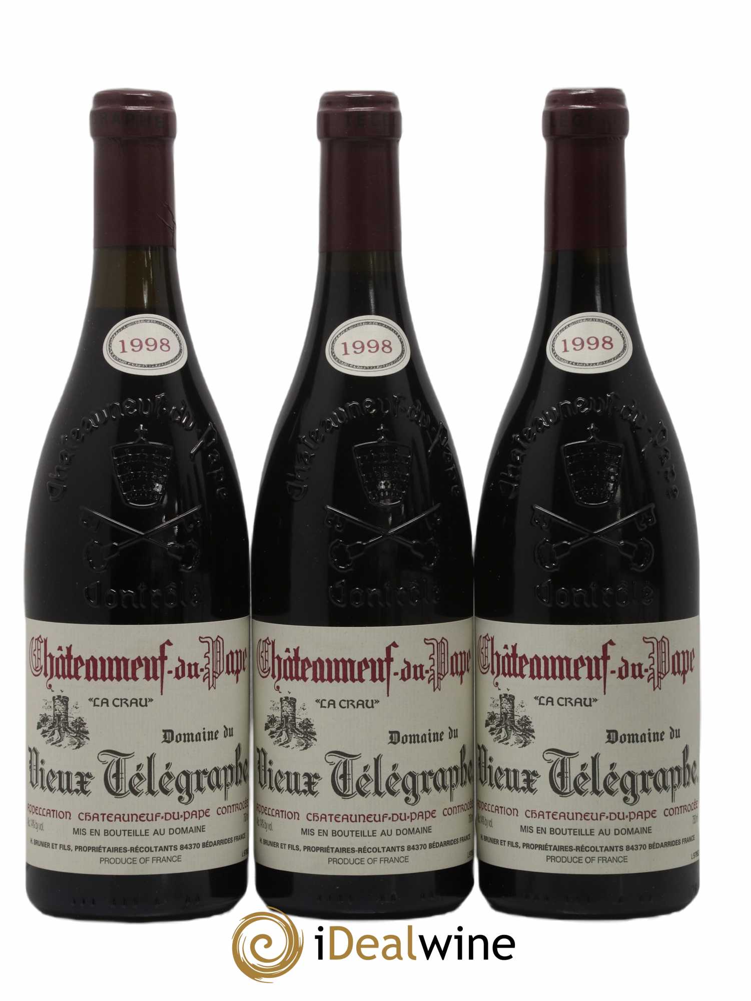 Châteauneuf-du-Pape Vieux Télégraphe (Domaine du) Vignobles Brunier La Crau 1998 - Lot de 6 bouteilles - 2