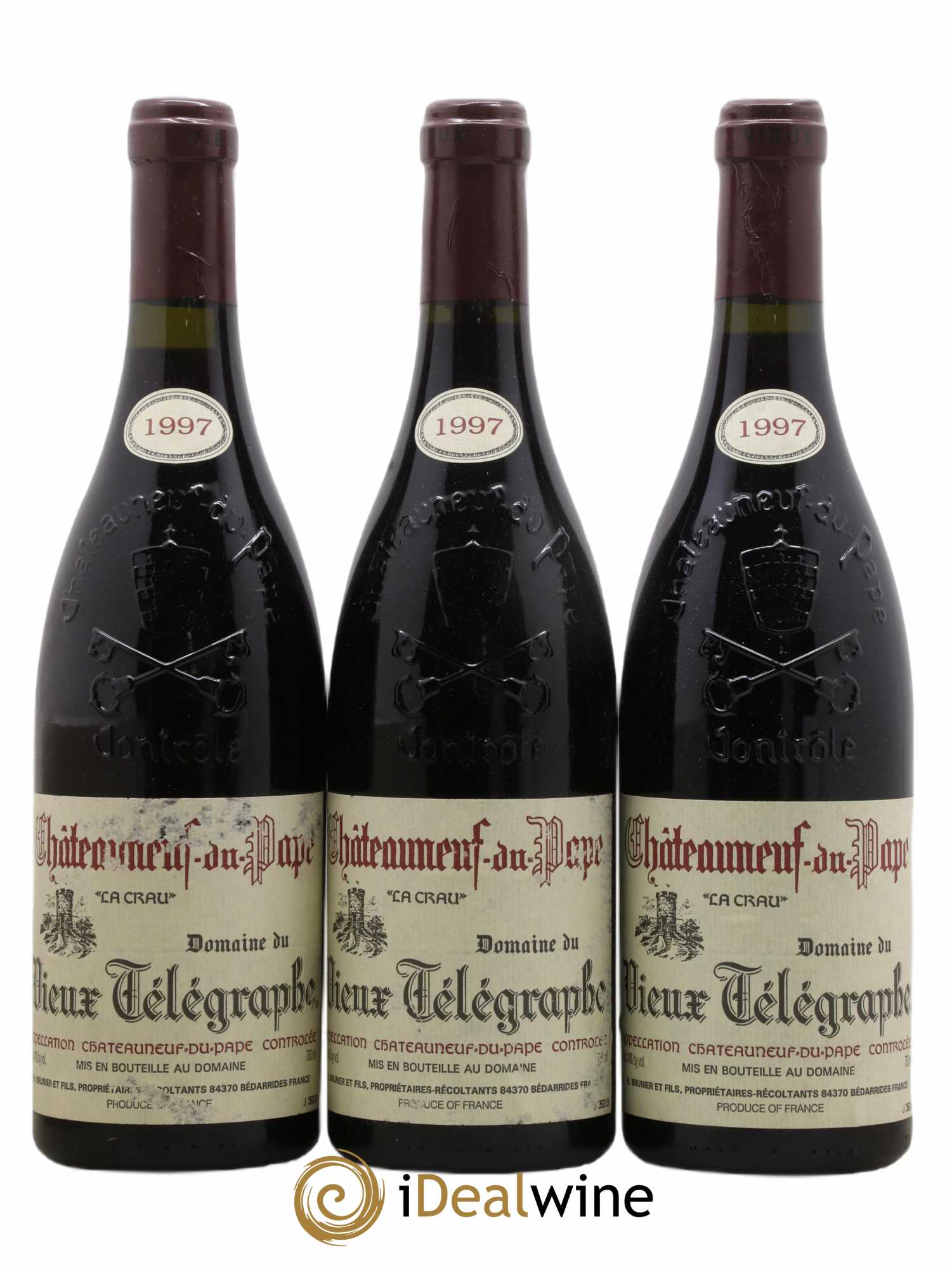 Châteauneuf-du-Pape Vieux Télégraphe (Domaine du) Vignobles Brunier 1997 - Lot of 6 bottles - 1